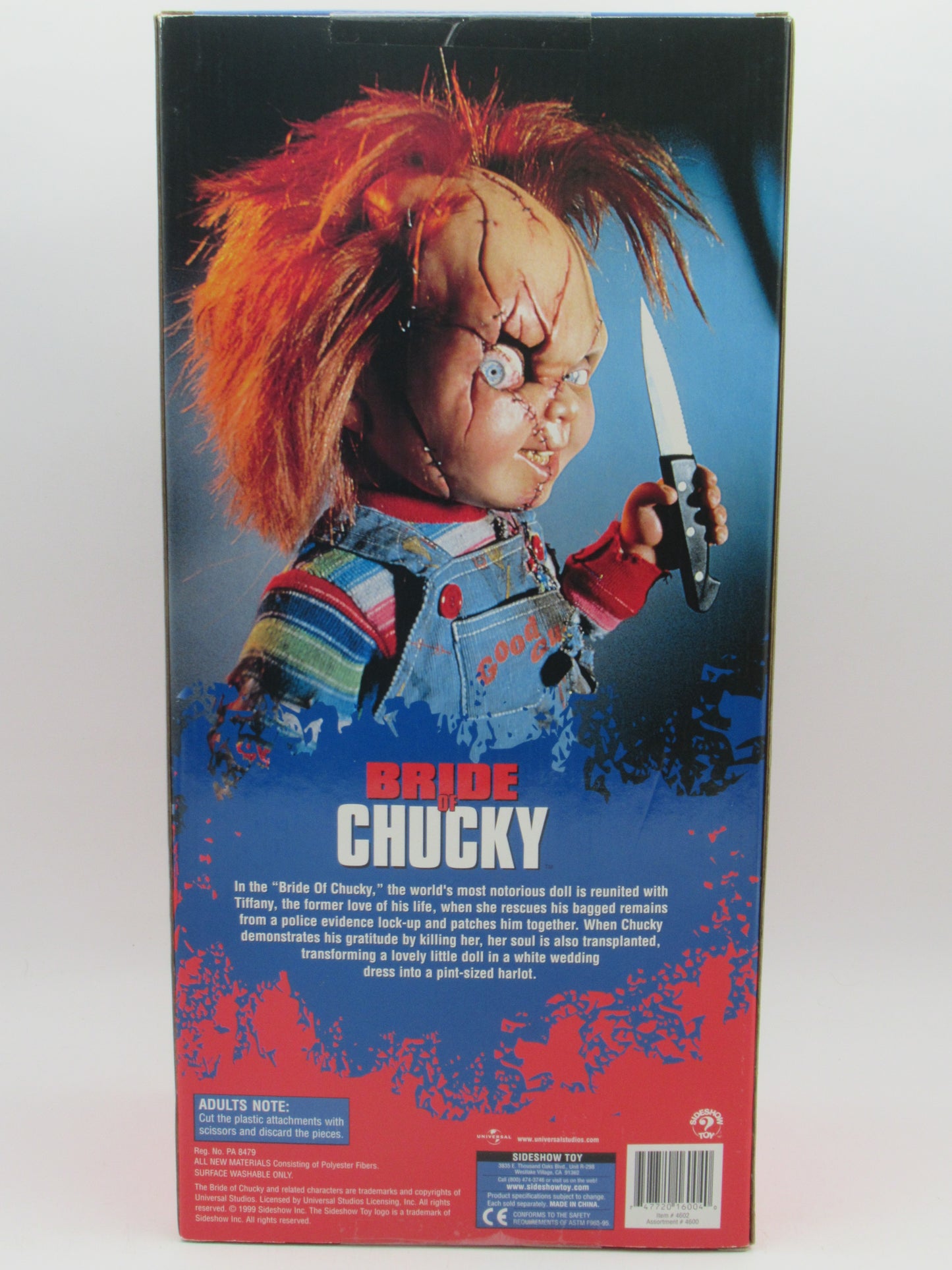 CHILD'S PLAY Bride of Chucky 16" Doll Scar Version - Sideshow Toy (1999) Horror Collectible