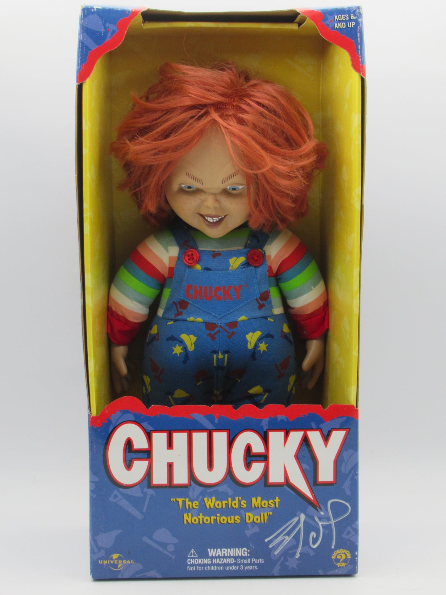 CHILD'S PLAY 2 Brad Dourif SIGNED Chucky 16" Doll  - Sideshow Toy (1999) Horror Collectible