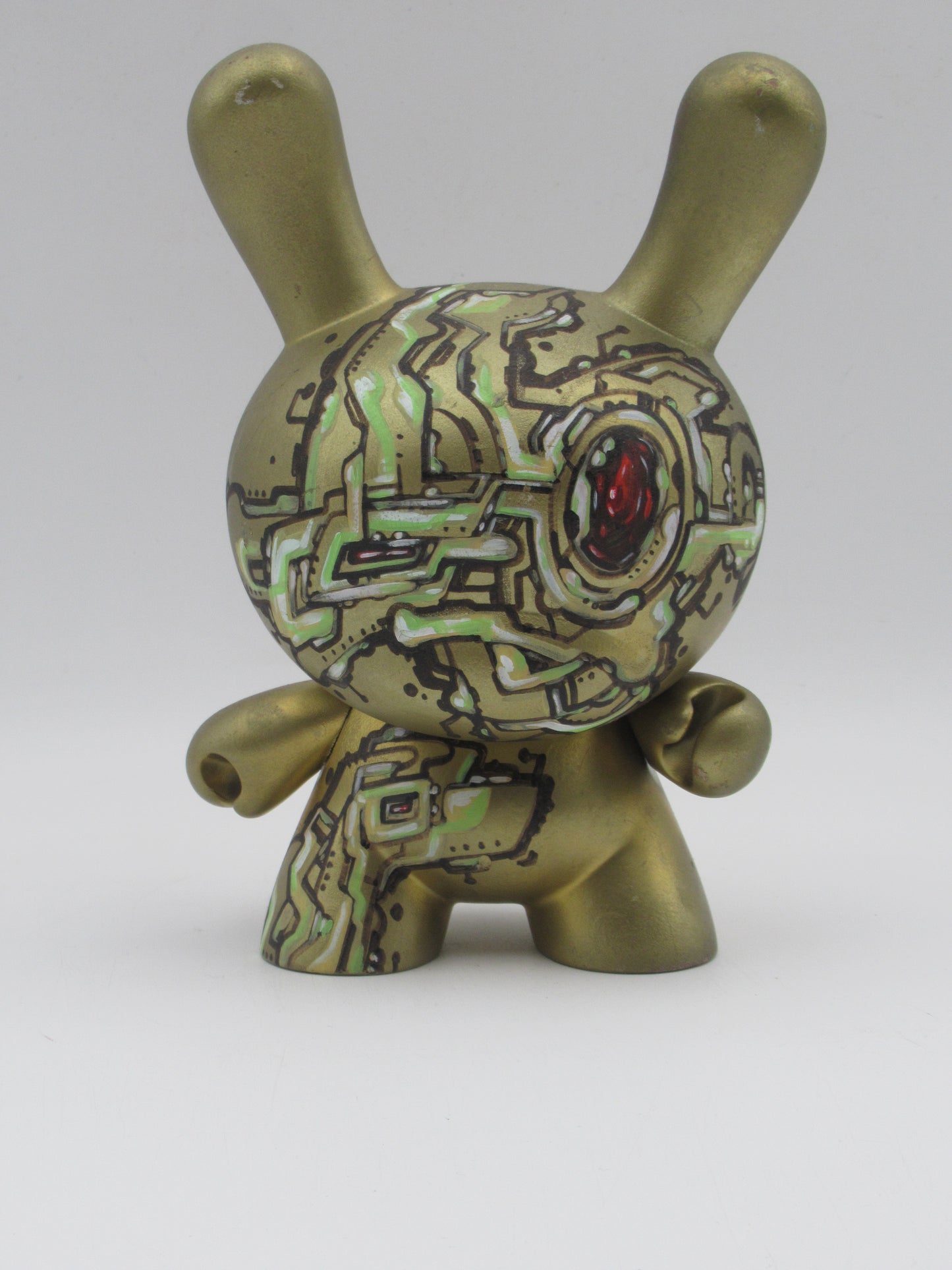 CUSTOM Golden Cyborg Dunny Figure - Kidrobot (c. 2000s) Artist SIGNED Collectible Art Toy