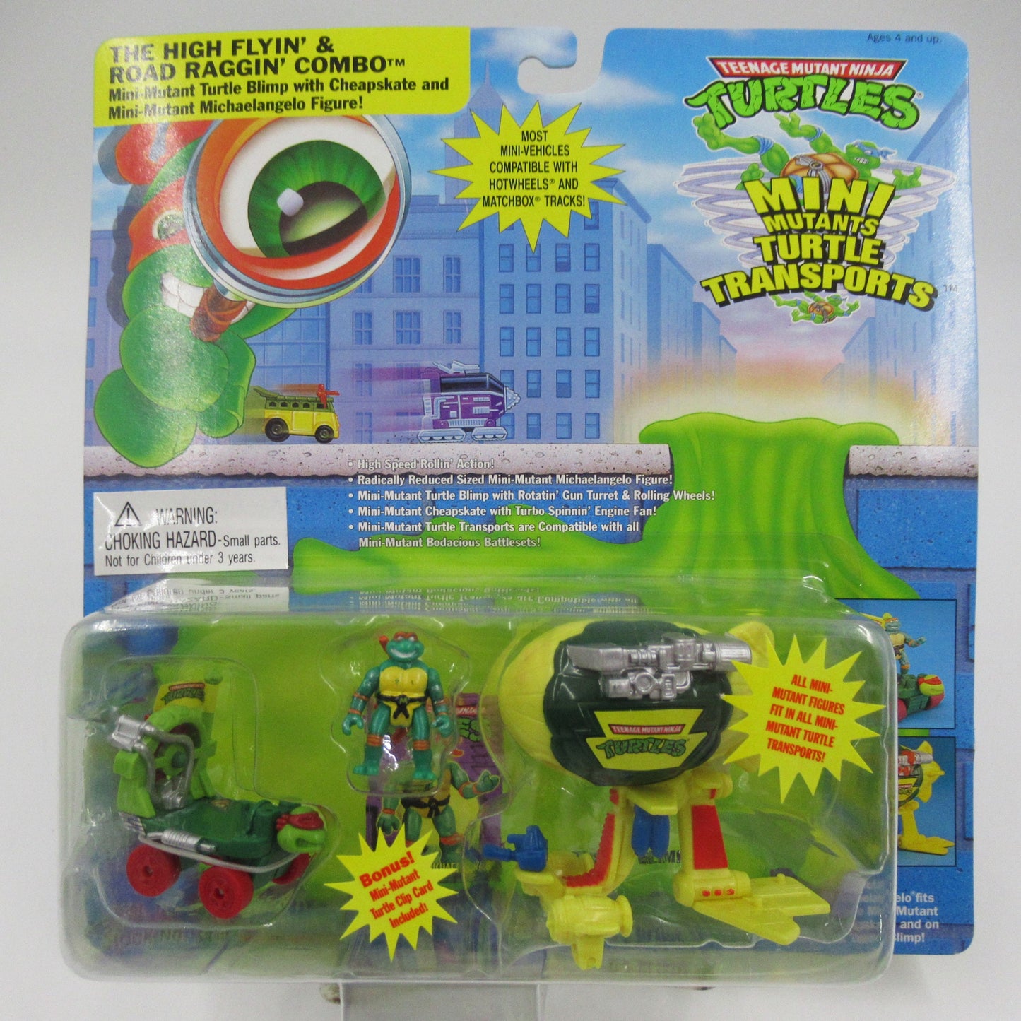 TMNT "The High Flyin' and Road Raggin' Combo" Mini Mutants Turtle Transports Teenage Mutant Ninja Turtles- Playmates (1994)