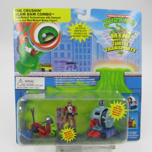 TMNT "The Crushin' Slam Bam Combo" Mini Mutants Turtle Transports Teenage Mutant Ninja Turtles- Playmates (1994)