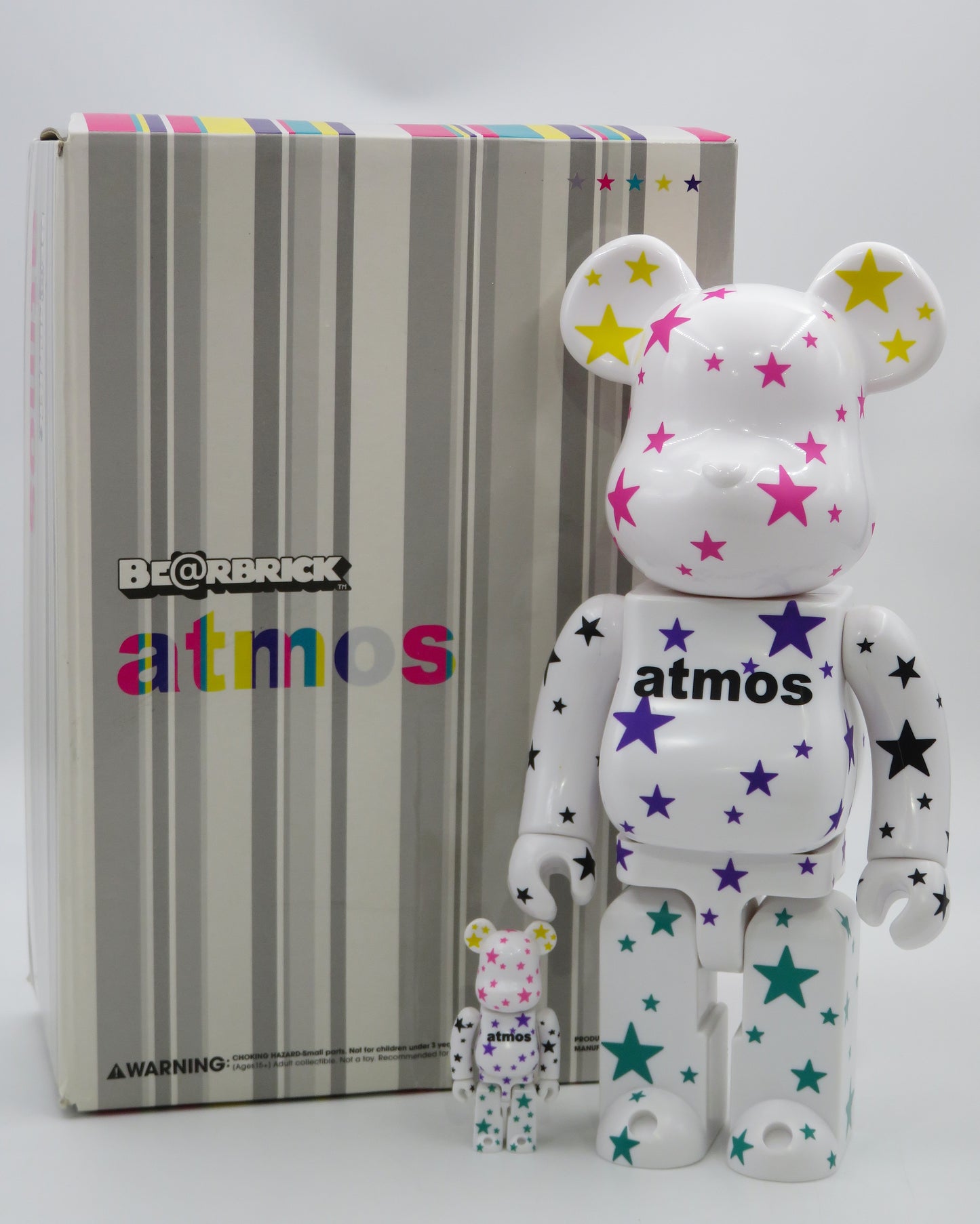 BEARBRICK Atmos Crazy Stars 400% & 100% Figure Set - Medicom Toy (2009) Art Toy