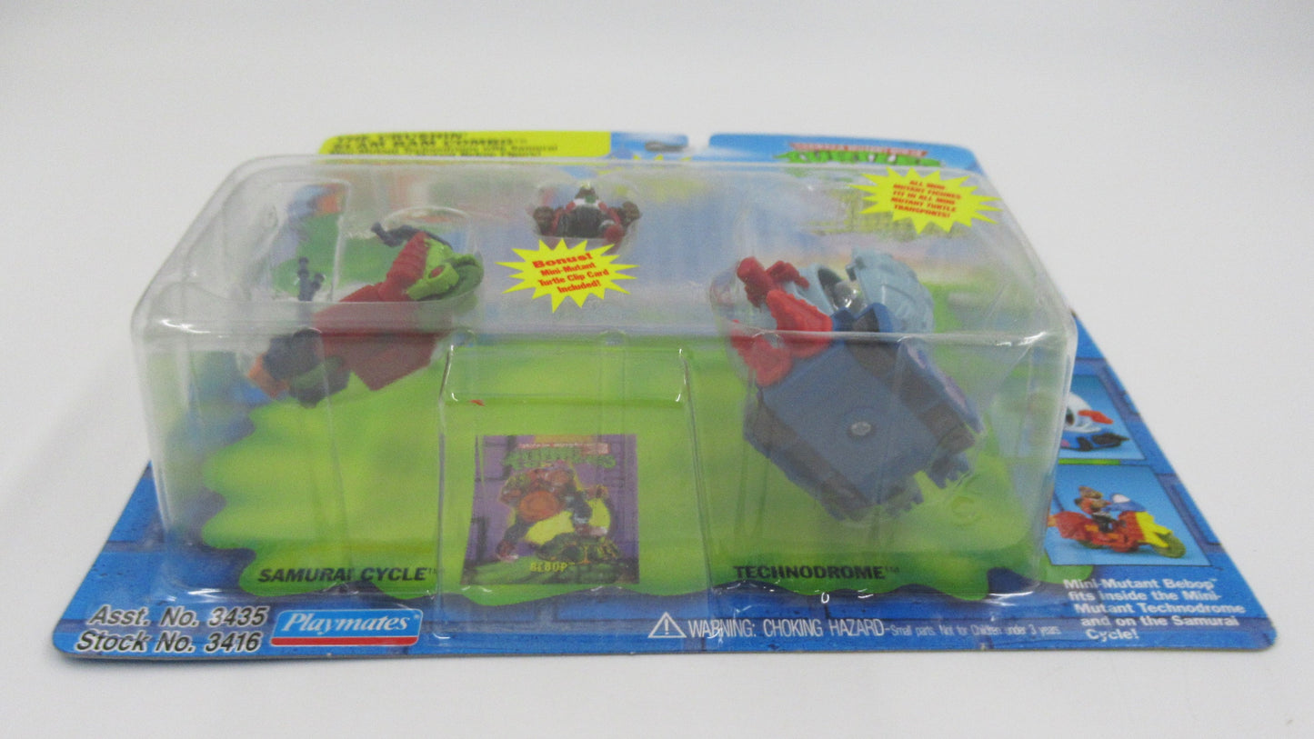 TMNT "The Crushin' Slam Bam Combo" Mini Mutants Turtle Transports Teenage Mutant Ninja Turtles- Playmates (1994)