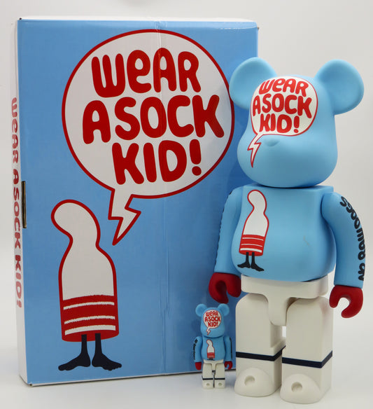 BEARBRICK Undefeated "Wear a Sock Kid!" 400%/100% Figure Set - Medicom Toy (2007) Art Toy