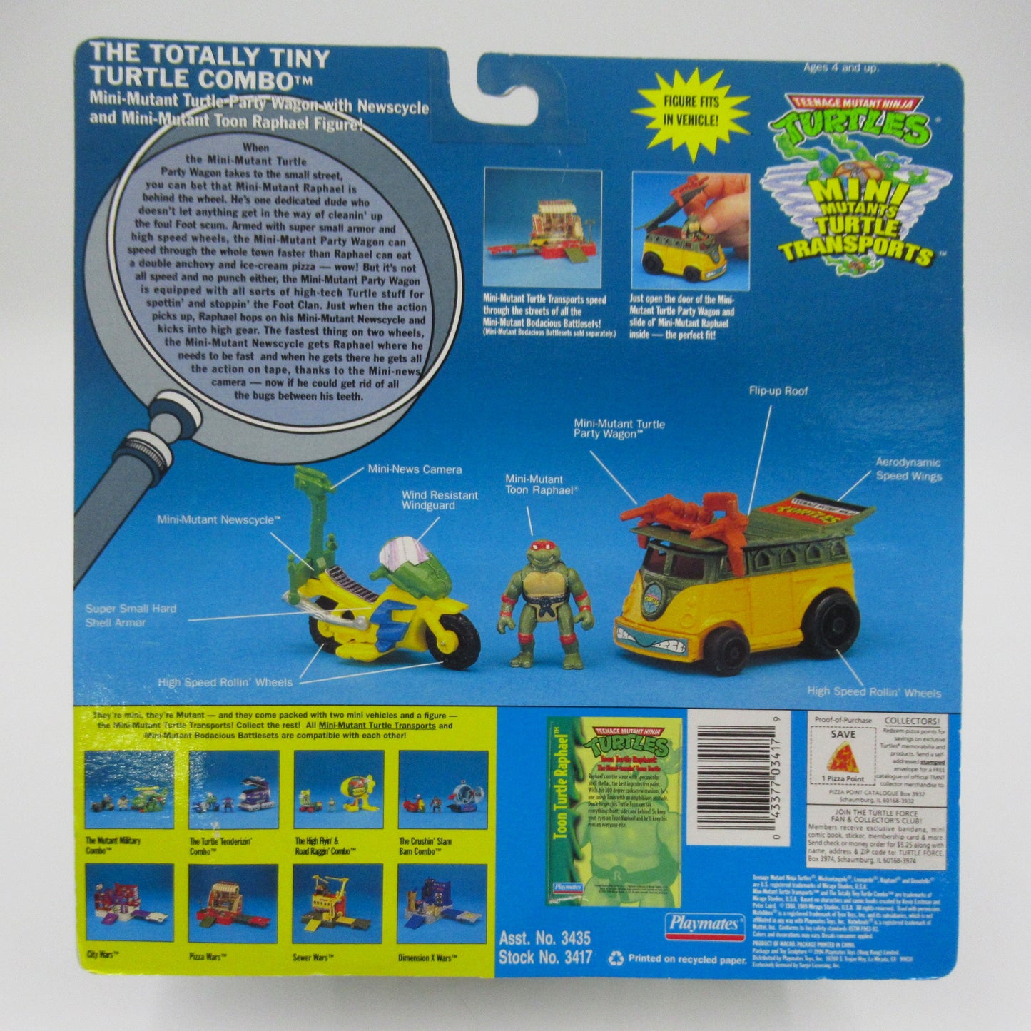 TMNT "The Totally Tiny Turtle Combo" Mini Mutants Turtle Transports Teenage Mutant Ninja Turtles- Playmates (1994)