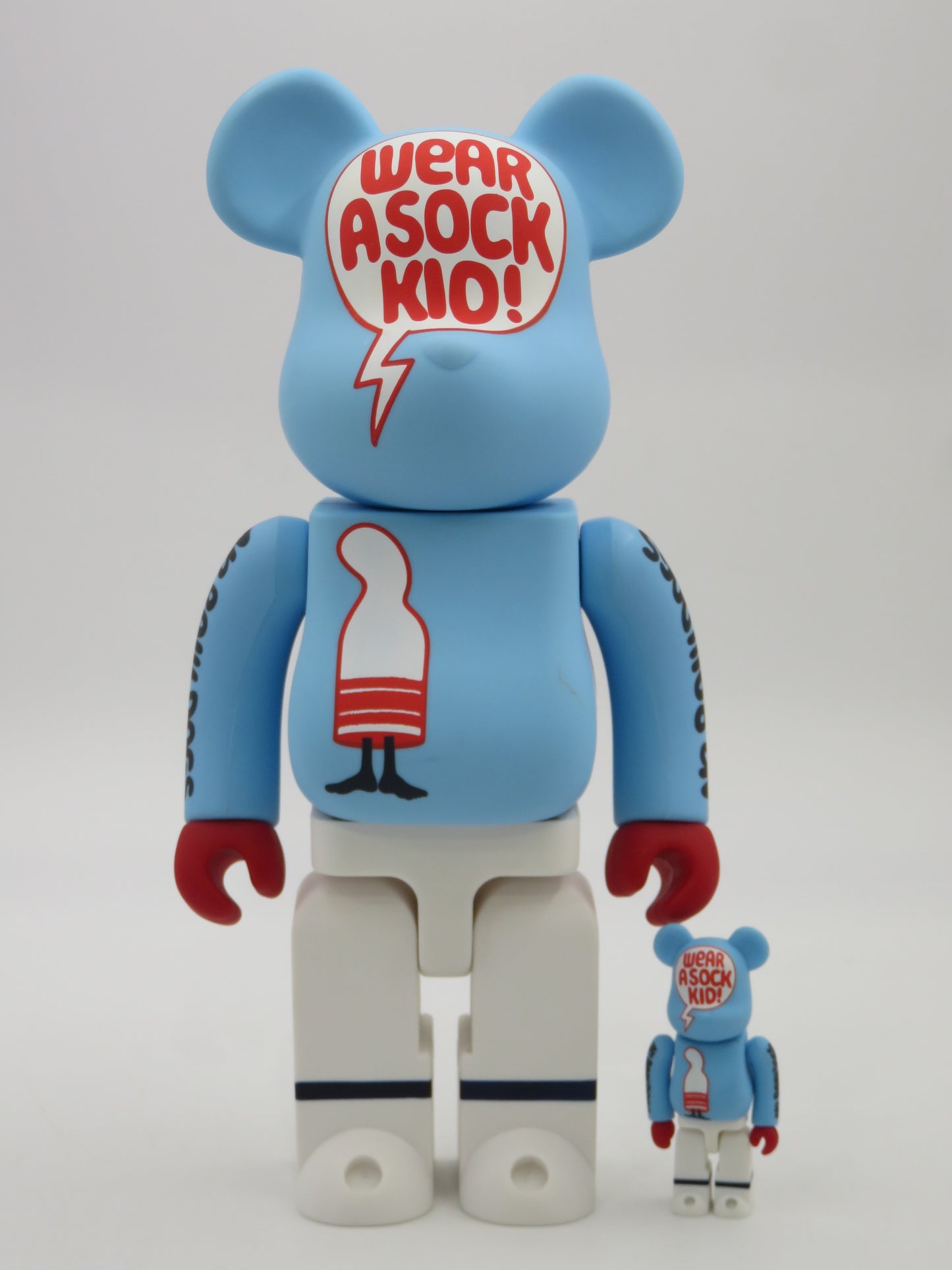 BEARBRICK Undefeated "Wear a Sock Kid!" 400%/100% Figure Set - Medicom Toy (2007) Art Toy