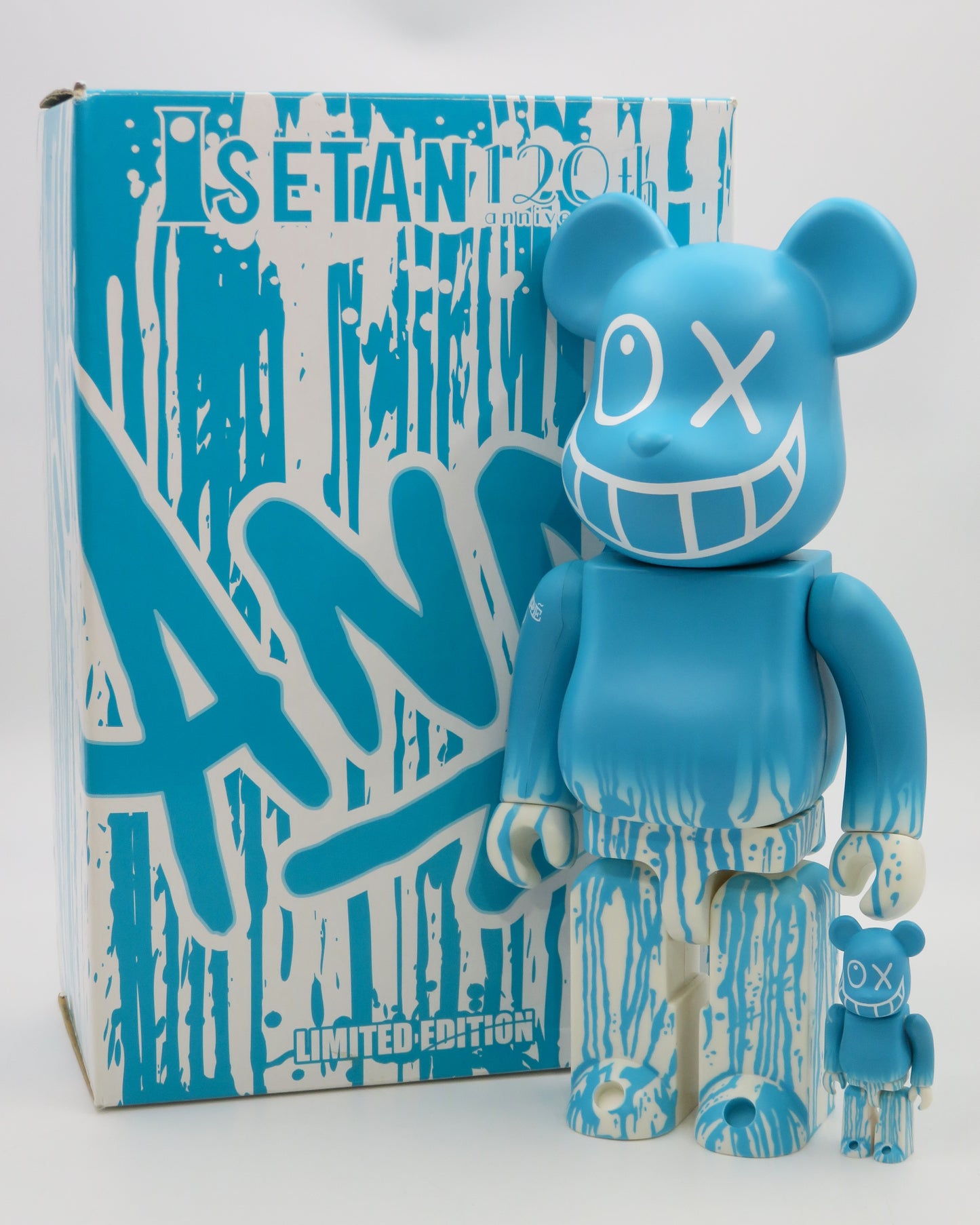 BEARBRICK Isetan "Andre" 400% & 100% Figure Set - Medicom Toy (2006) Blue Be@rbrick Art Toy