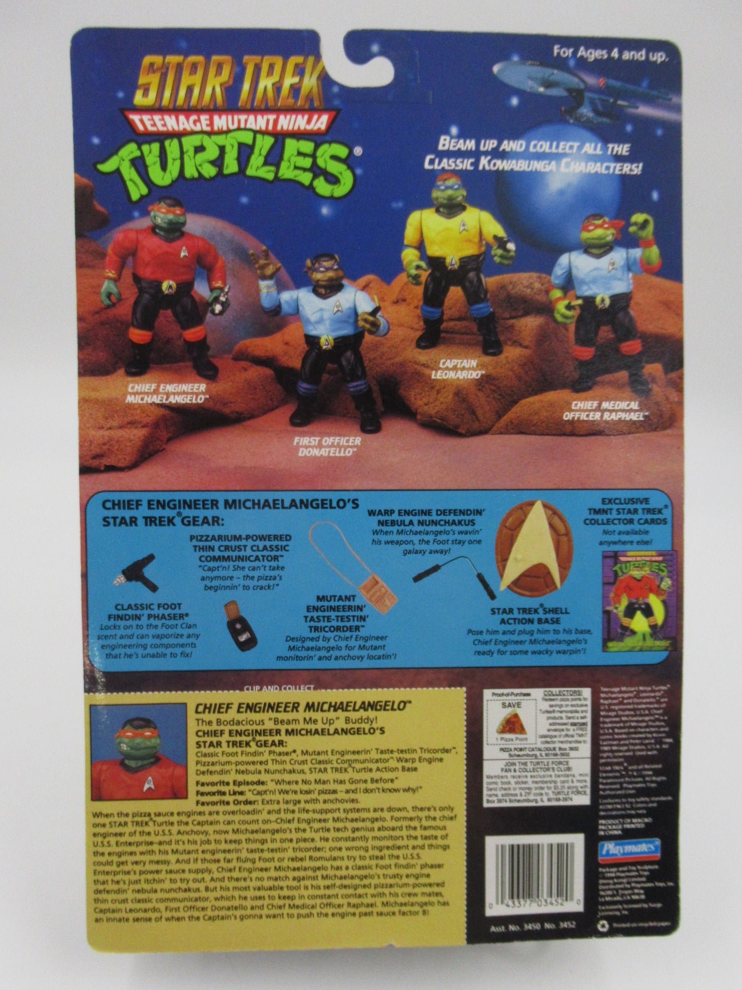 TMNT Star Trek 4.5" Teenage Mutant Ninja Turtles Action Figure Set of 4 - Playmates (1994)