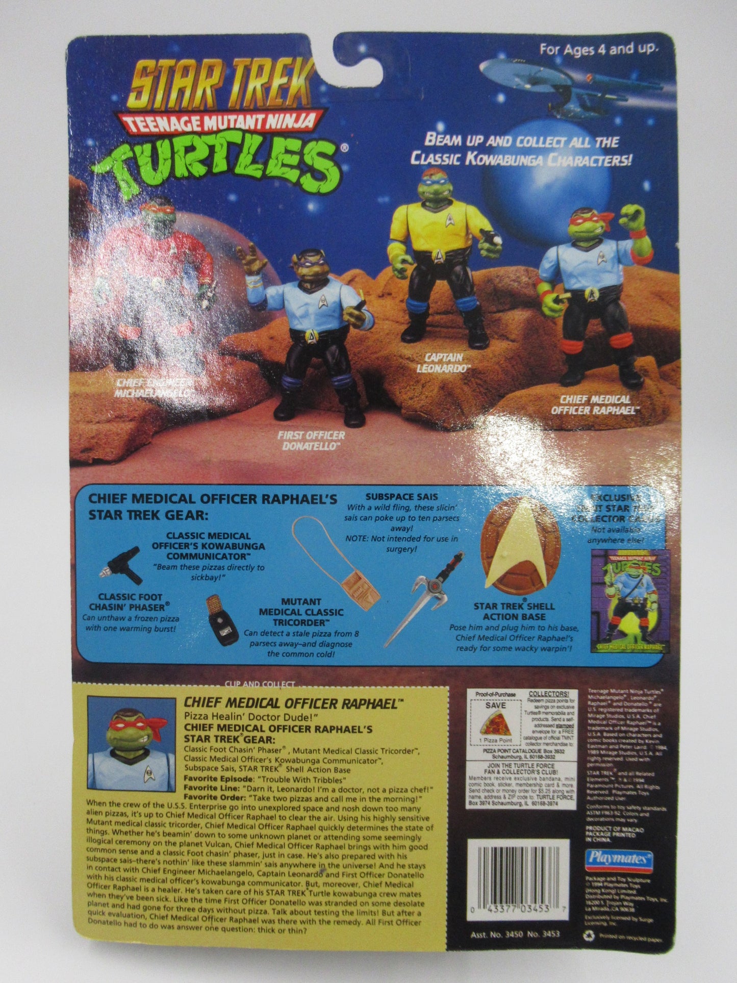 TMNT Star Trek 4.5" Teenage Mutant Ninja Turtles Action Figure Set of 4 - Playmates (1994)