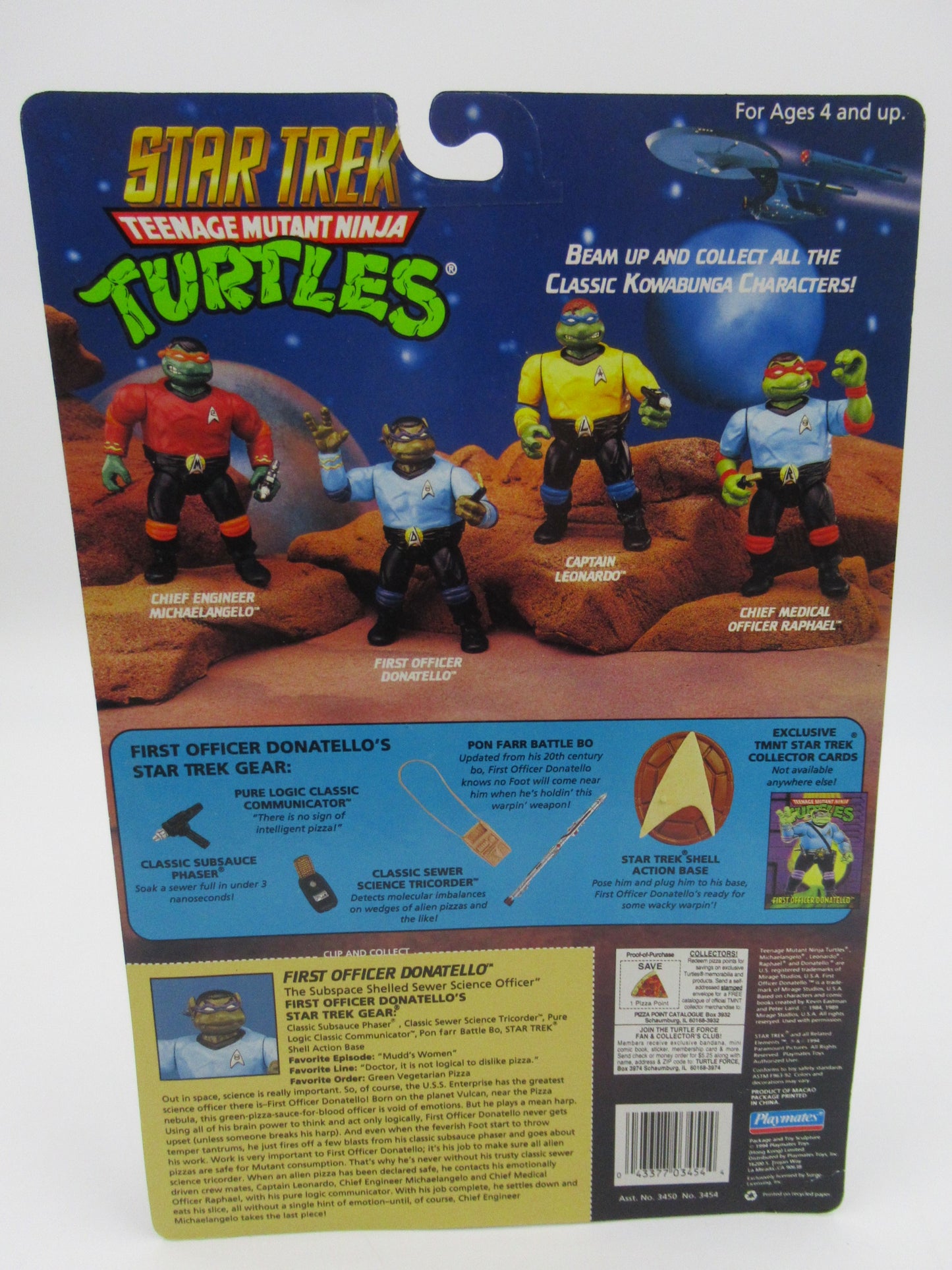 TMNT Star Trek 4.5" Teenage Mutant Ninja Turtles Action Figure Set of 4 - Playmates (1994)