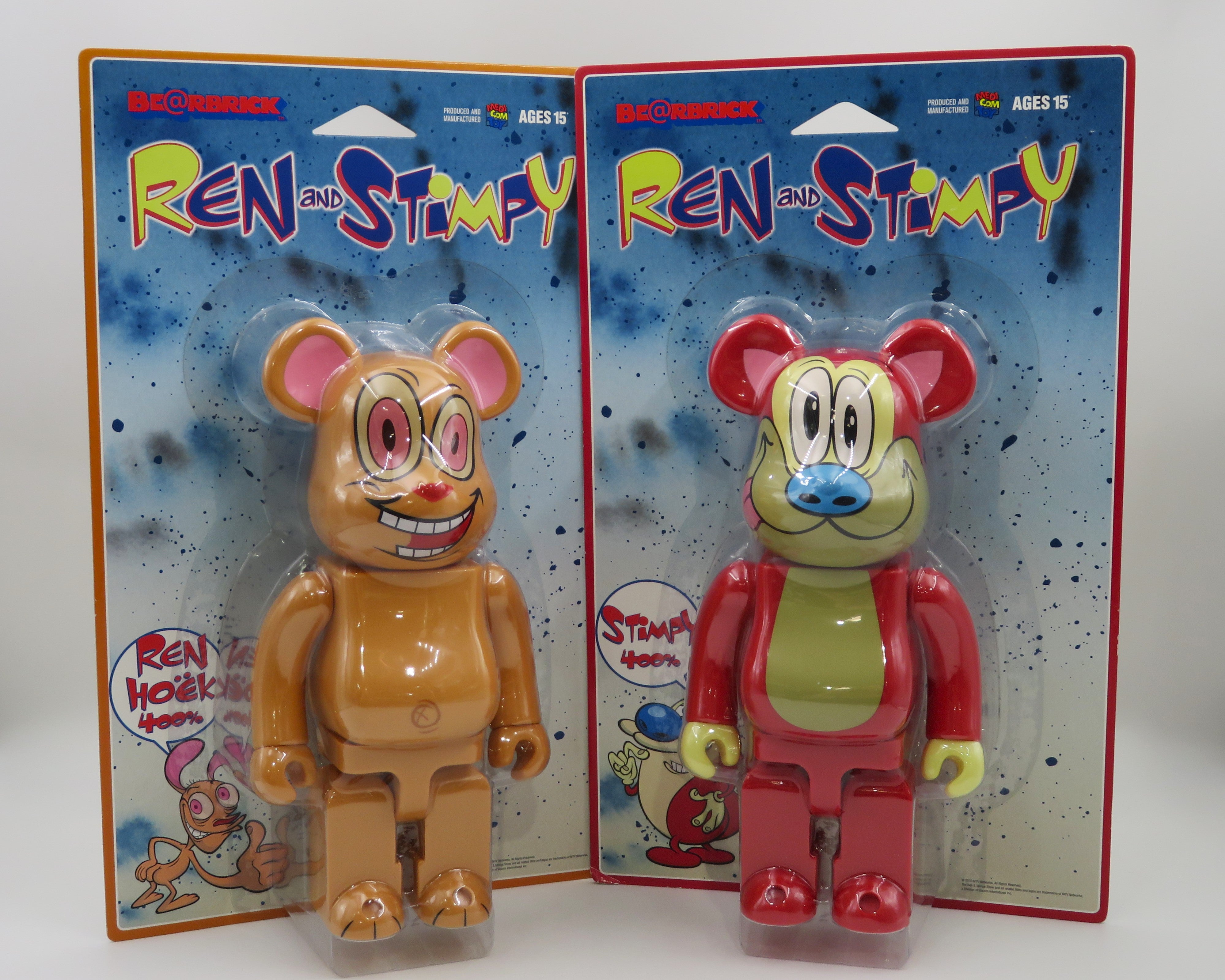 BEARBRICK Ren & Stimpy 400% Figure Set - Medicom Toy (2010) Be@rbrick Art Toys