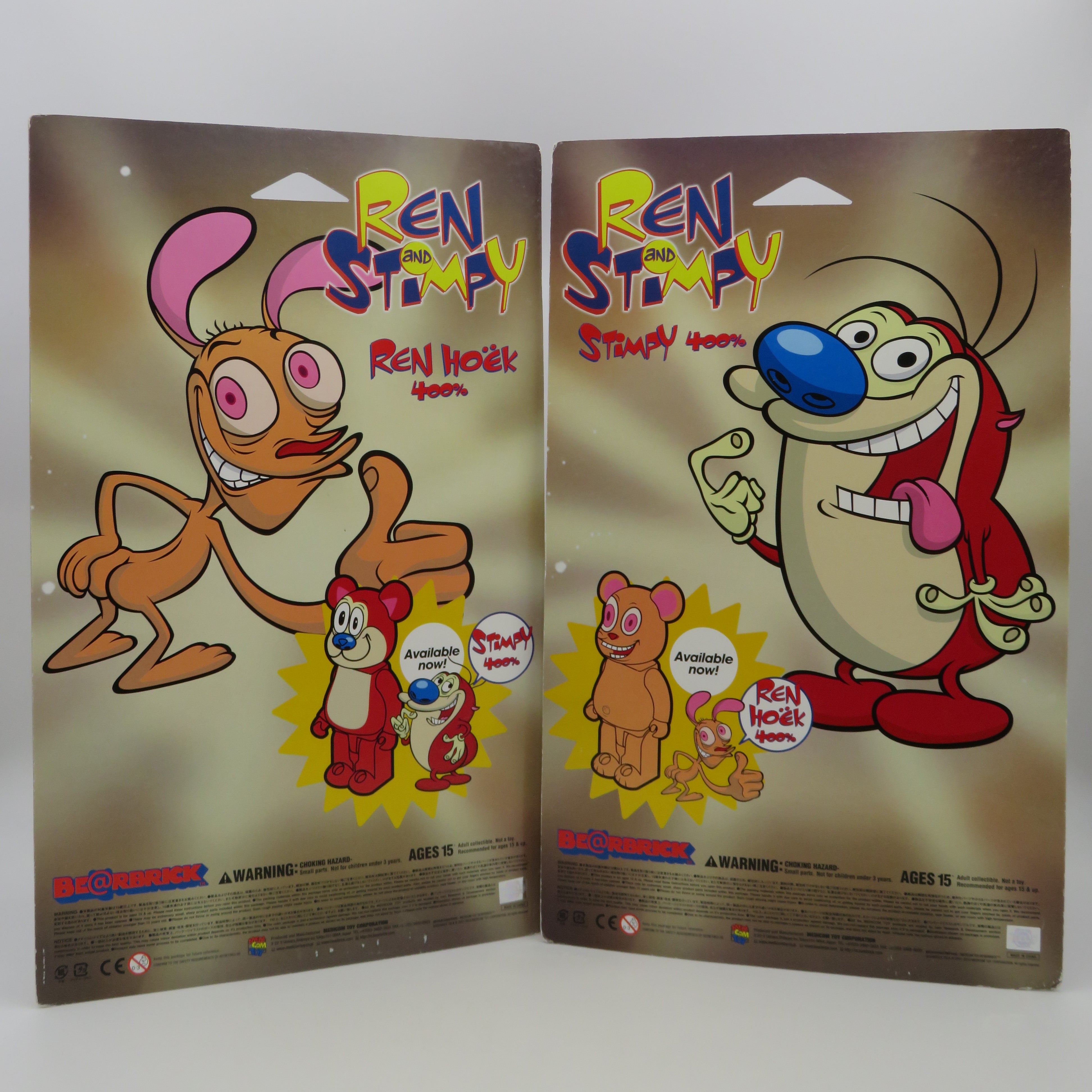 BEARBRICK Ren & Stimpy 400% Figure Set - Medicom Toy (2010) Be@rbrick Art Toys