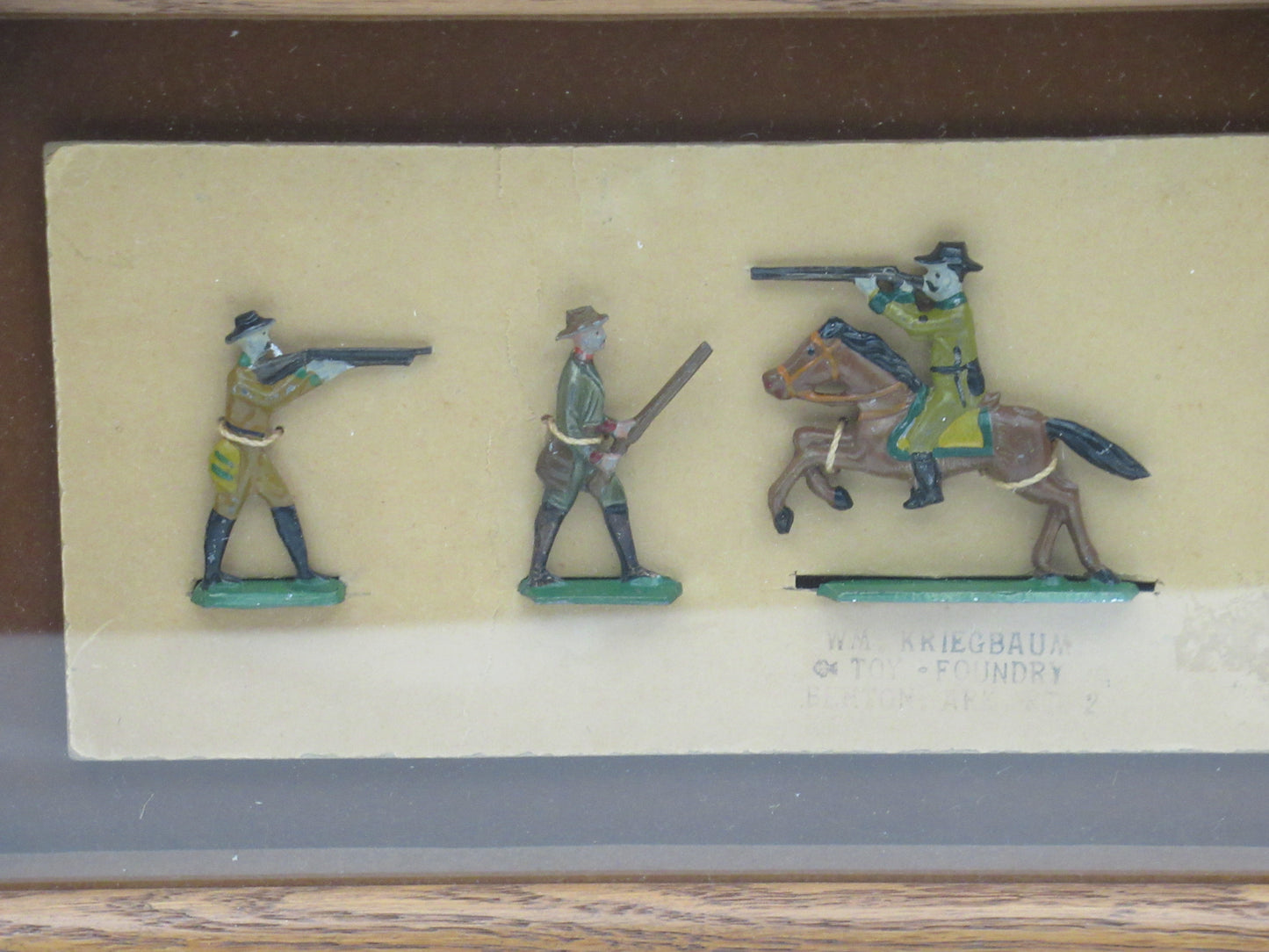 VINTAGE Toy Soldier & Native American Metal Figures - WM Kriegbaum Toy Foundry Framed Set of (5)