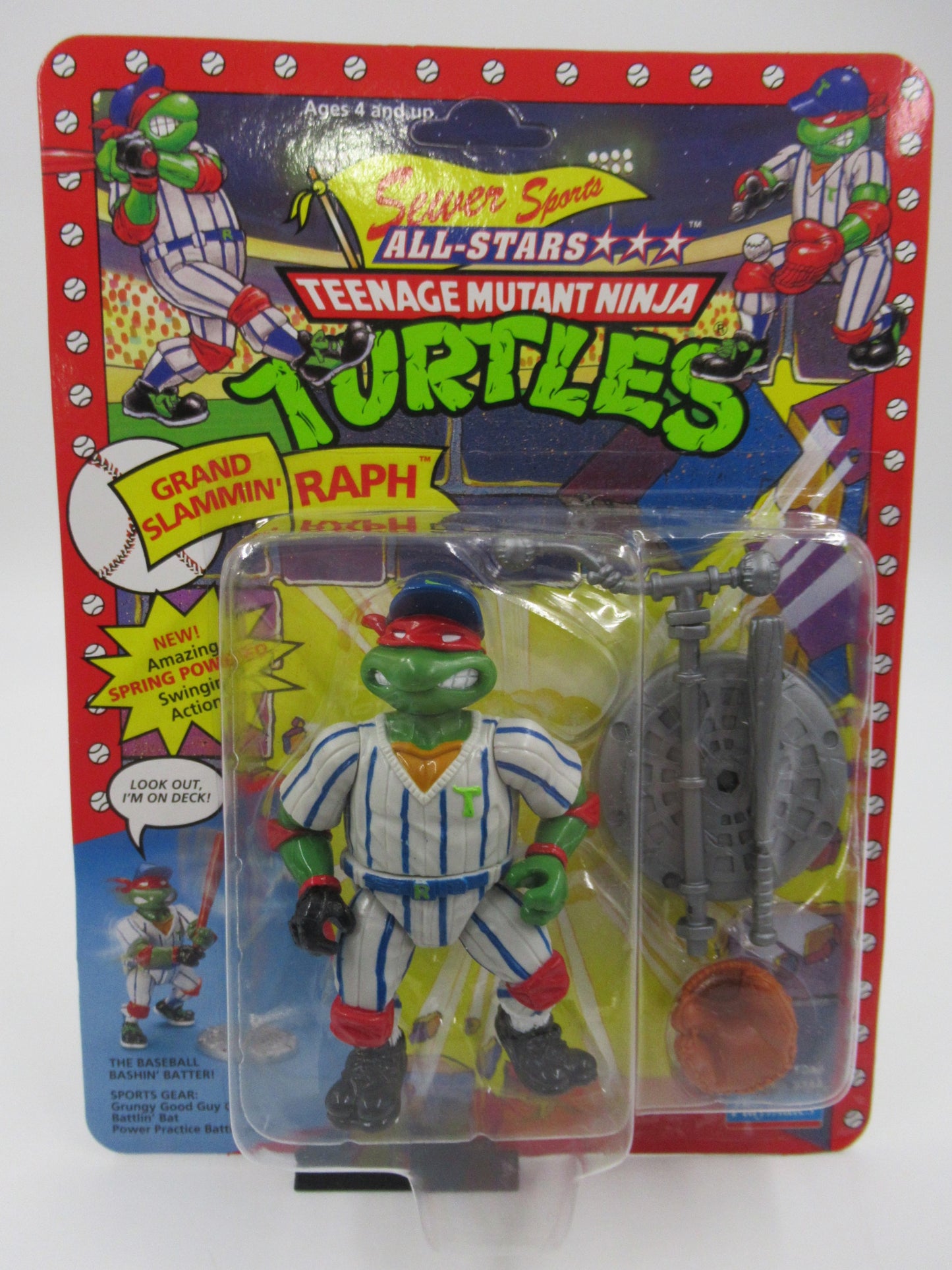 TMNT Shell Kickin' & Grand Slammin' Raph Sewer Sports All-Star 4.5" Figure Teenage Mutant Ninja Turtles - Playmates (1991)