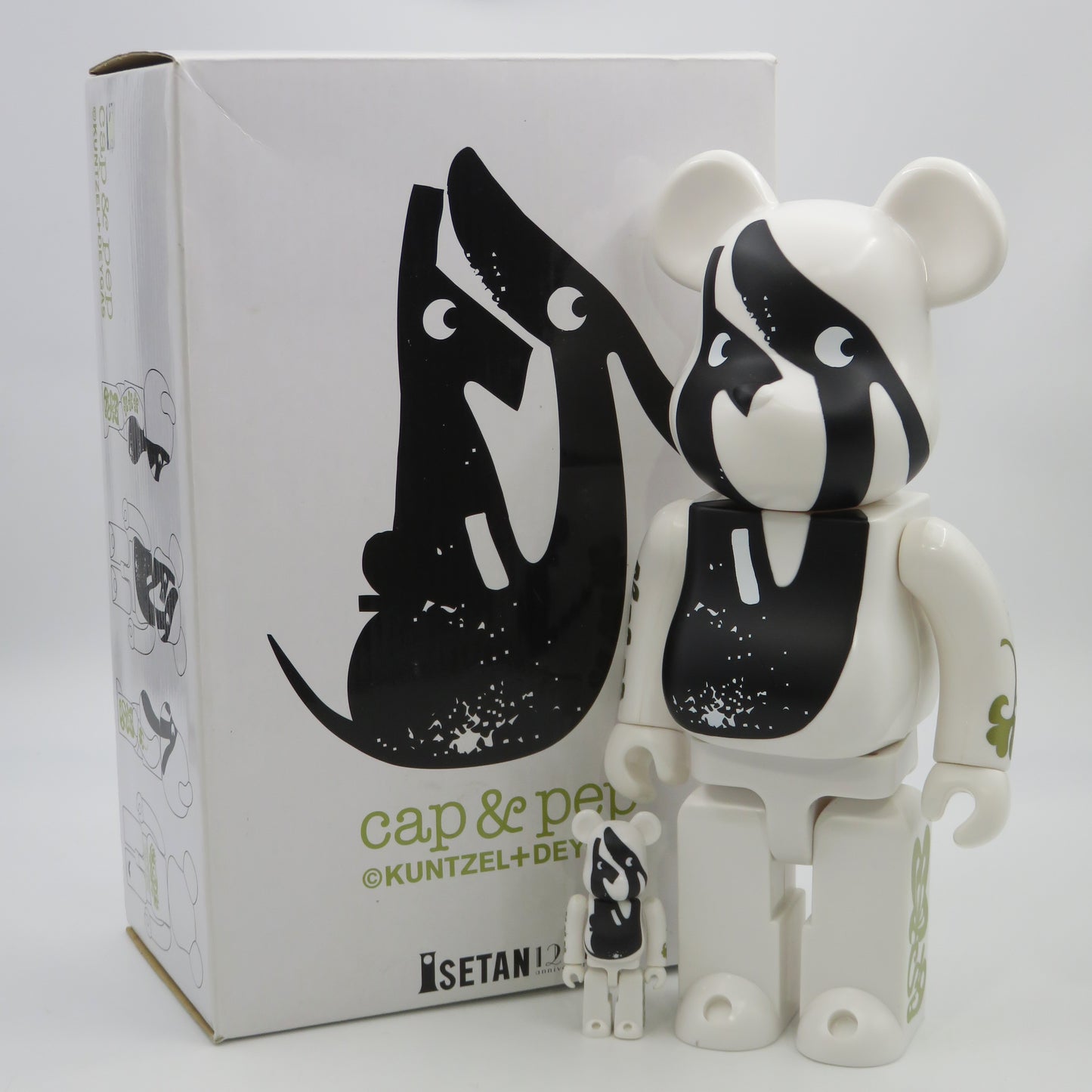 BEARBRICK Kuntzel+Deygas "Cap & Pep" 100% & 400% Figure Set - Medicom Toy (2006) Art Toy