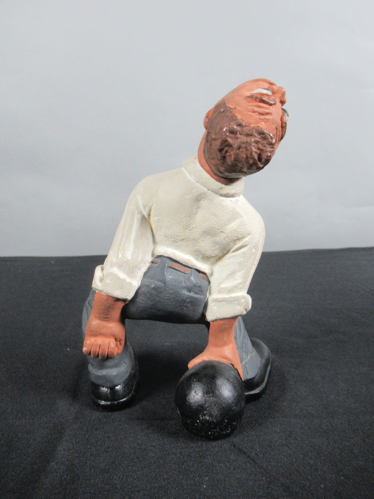 VINTAGE Bowling Figure Pair Set  - L. L. Rittgers (c. 1940s) Collectible Sport Chalkware Statuettes