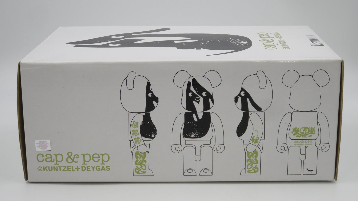 BEARBRICK Kuntzel+Deygas "Cap & Pep" 100% & 400% Figure Set - Medicom Toy (2006) Art Toy