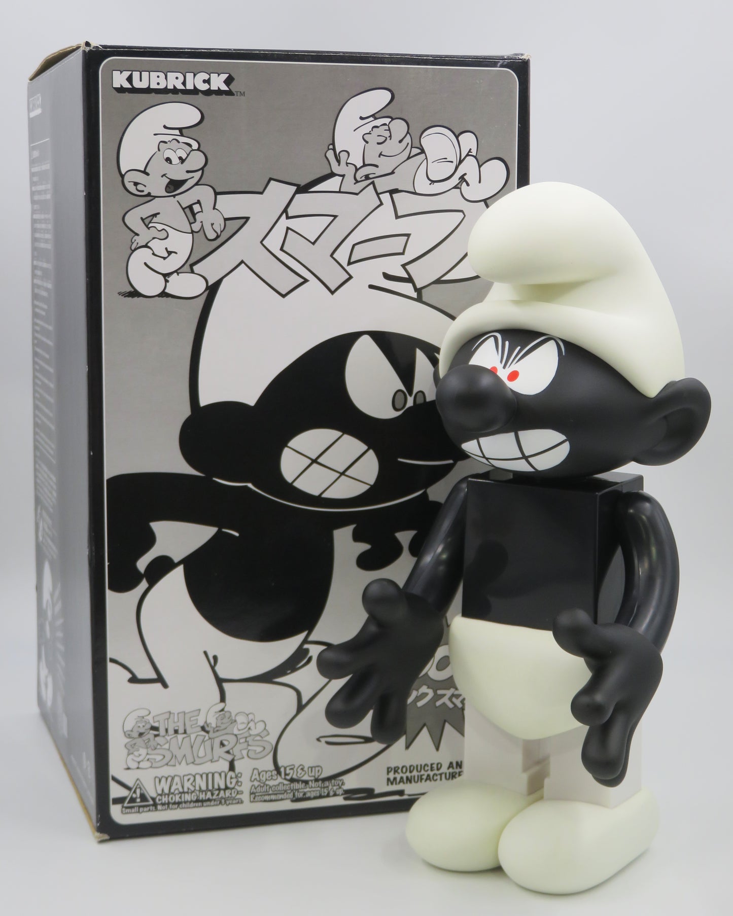 KUBRICK The Smurfs Black Peyo Smurf 400% Figure - Medicom Toy (2005) 12" Art Toy