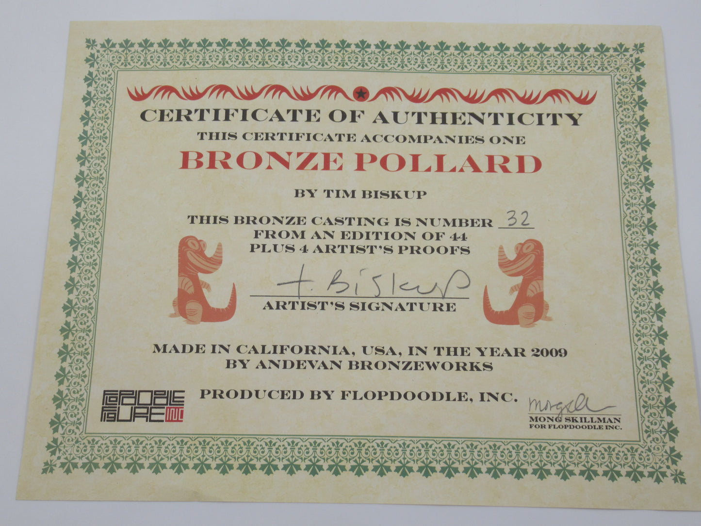 TIM BISKUP Bronze Pollard Statue - Flopdoodle Inc. (2009) Limited Edition #32/44 RARE Art Piece