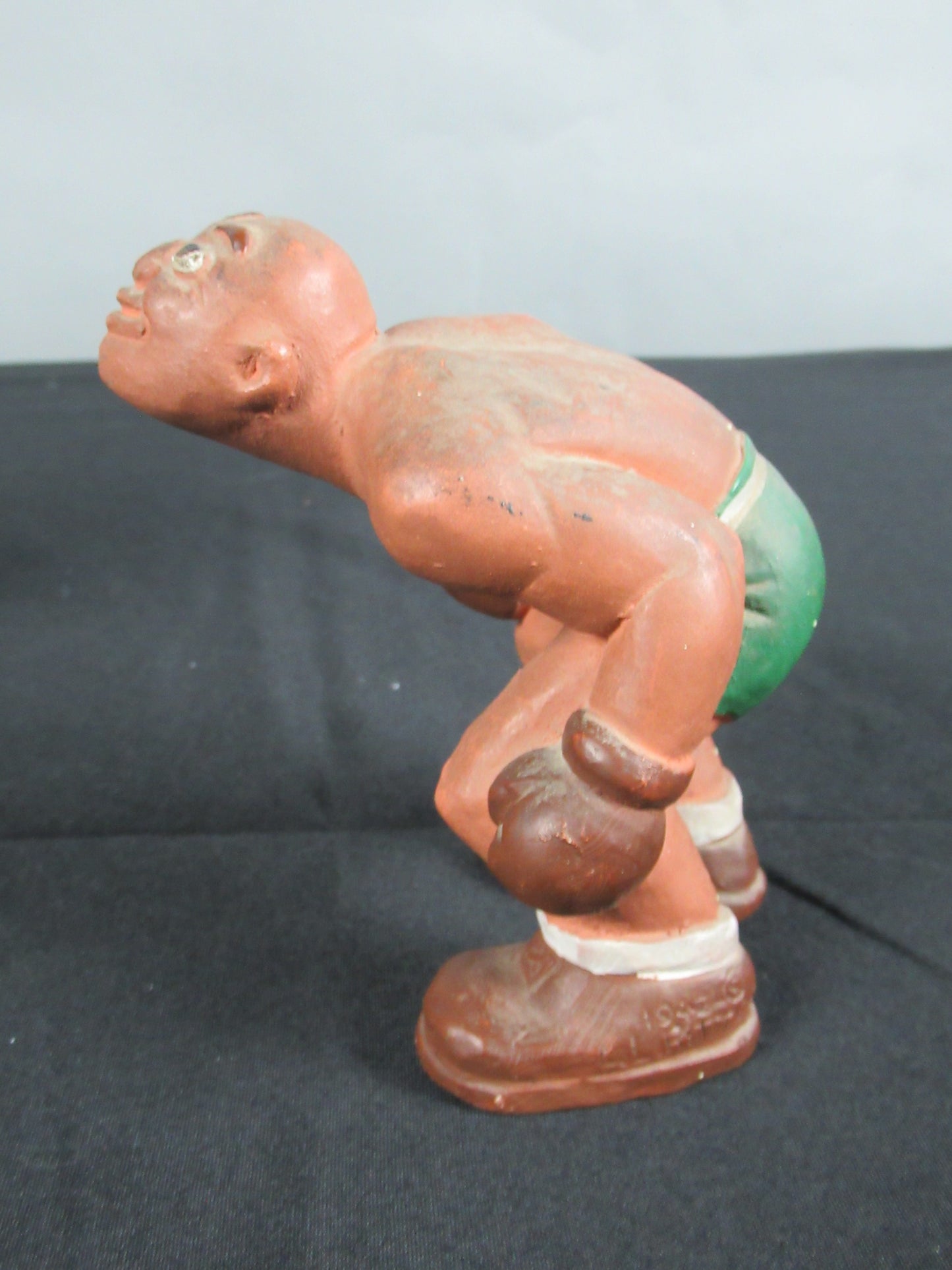 VINTAGE Boxing Figure Trio Set - L. L. Rittgers (c. 1940s) Collectible Sport Chalkware Statuettes