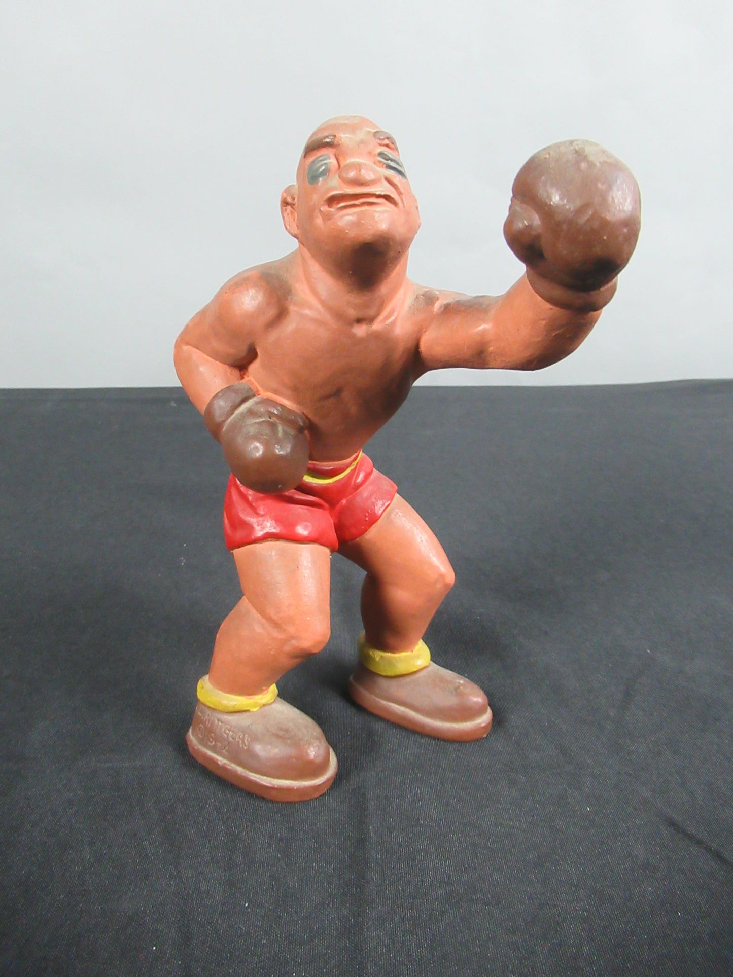 VINTAGE Boxing Figure Trio Set - L. L. Rittgers (c. 1940s) Collectible Sport Chalkware Statuettes