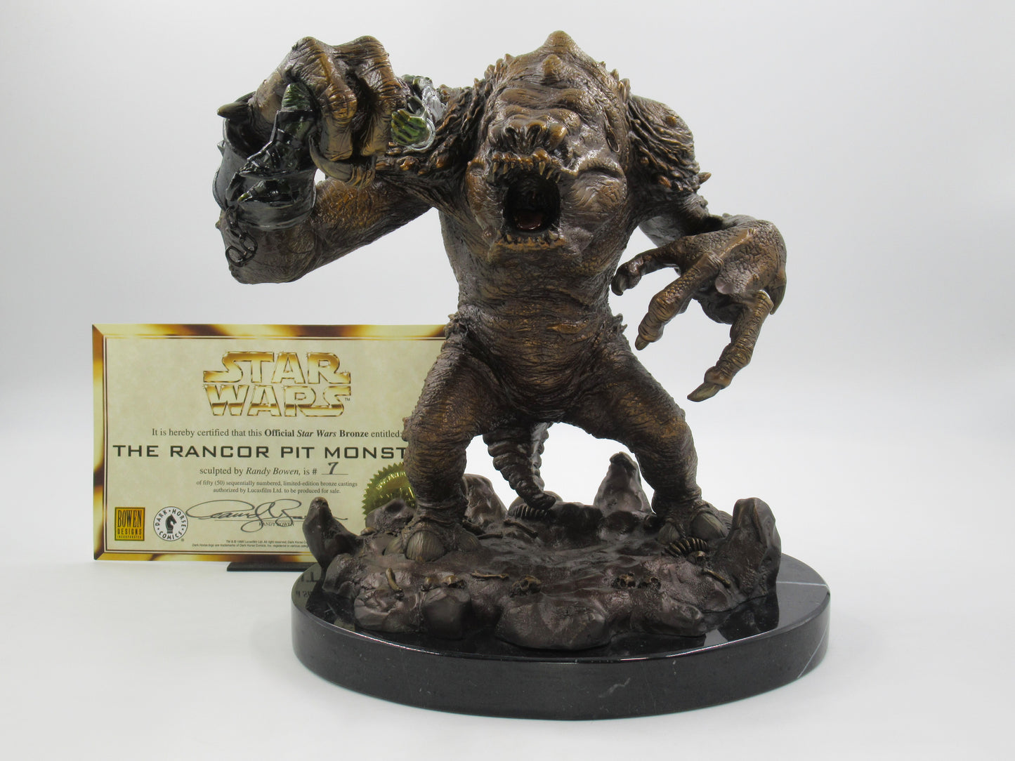 STAR WARS Solid Bronze Rancor Pit Monster Statue - Bowen & Dark Horse (1998)