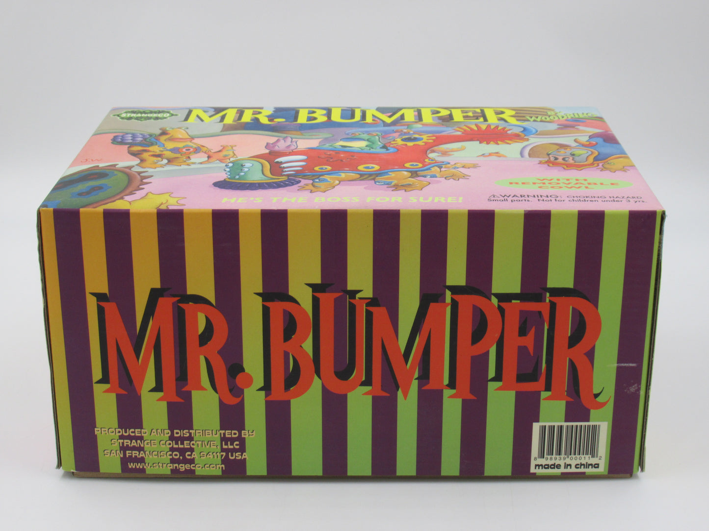 JIM WOODRING Mr. Bumper Vinyl Figure Green/Yellow Variant - StrangeCo (2006) Art Toy