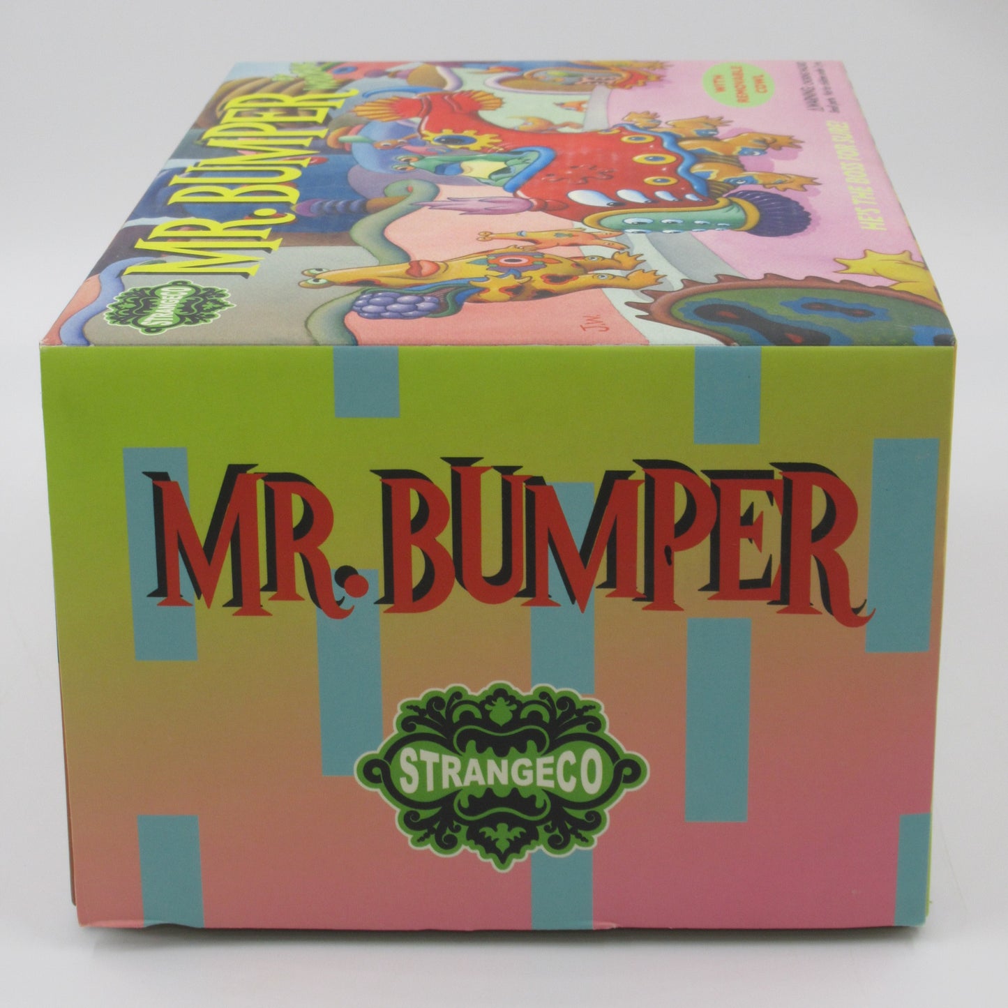 JIM WOODRING Mr. Bumper Vinyl Figure Green/Yellow Variant - StrangeCo (2006) Art Toy