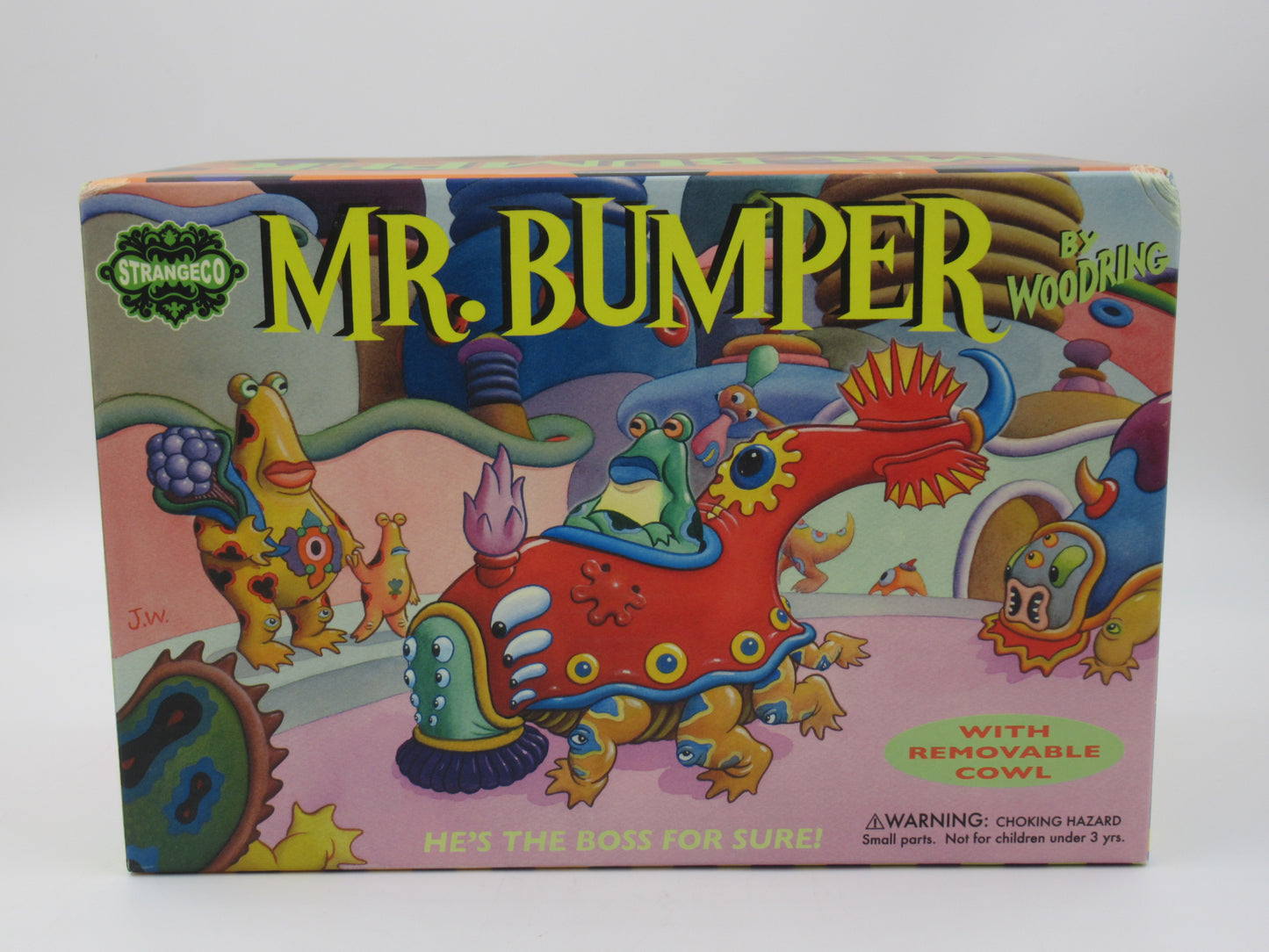 JIM WOODRING Mr. Bumper Vinyl Figure Green/Yellow Variant - StrangeCo (2006) Art Toy