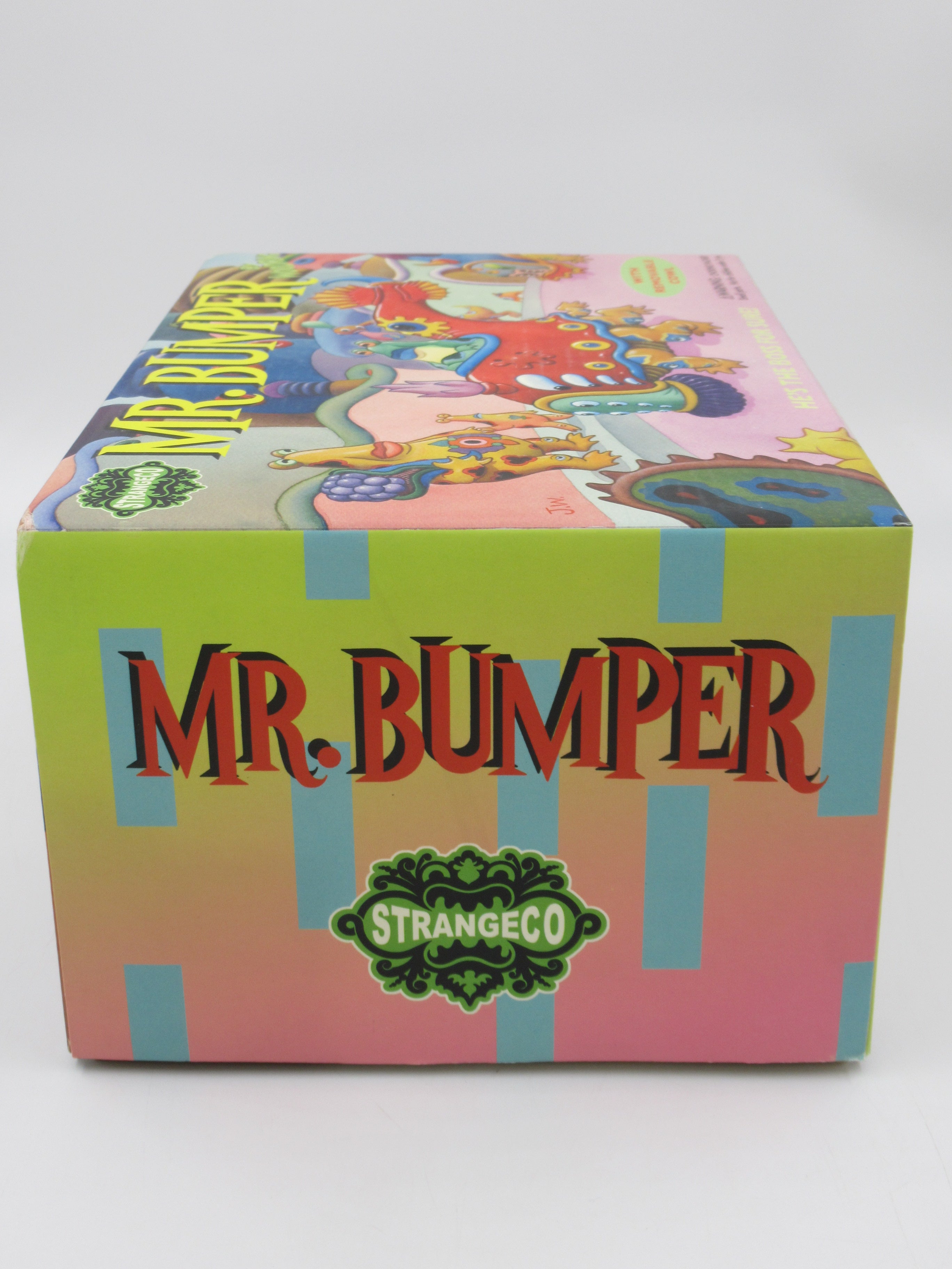 JIM WOODRING Mr. Bumper Vinyl Figure Green/Yellow Variant - StrangeCo (2006) Art Toy