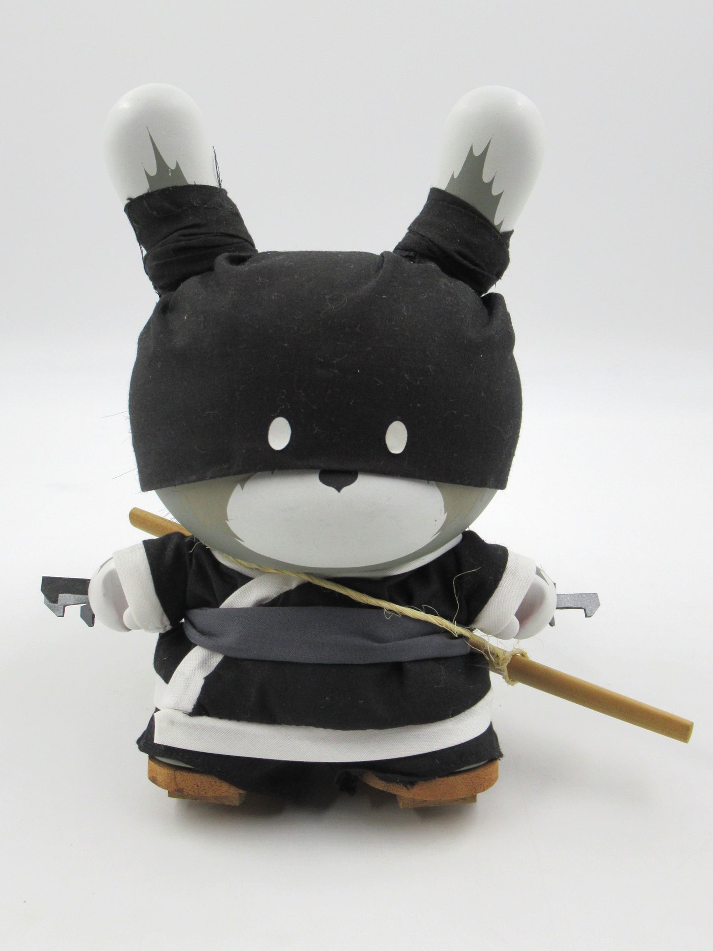 HUCK GEE Raku Black Night Ninja 8" Dunny - Kidrobot (2009) Artist Signed Designer Art Toy