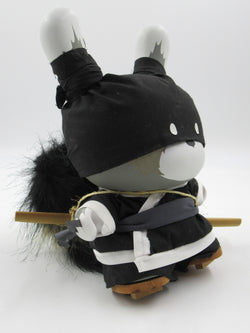 HUCK GEE Raku Black Night Ninja 8" Dunny - Kidrobot (2009) Artist Signed Designer Art Toy