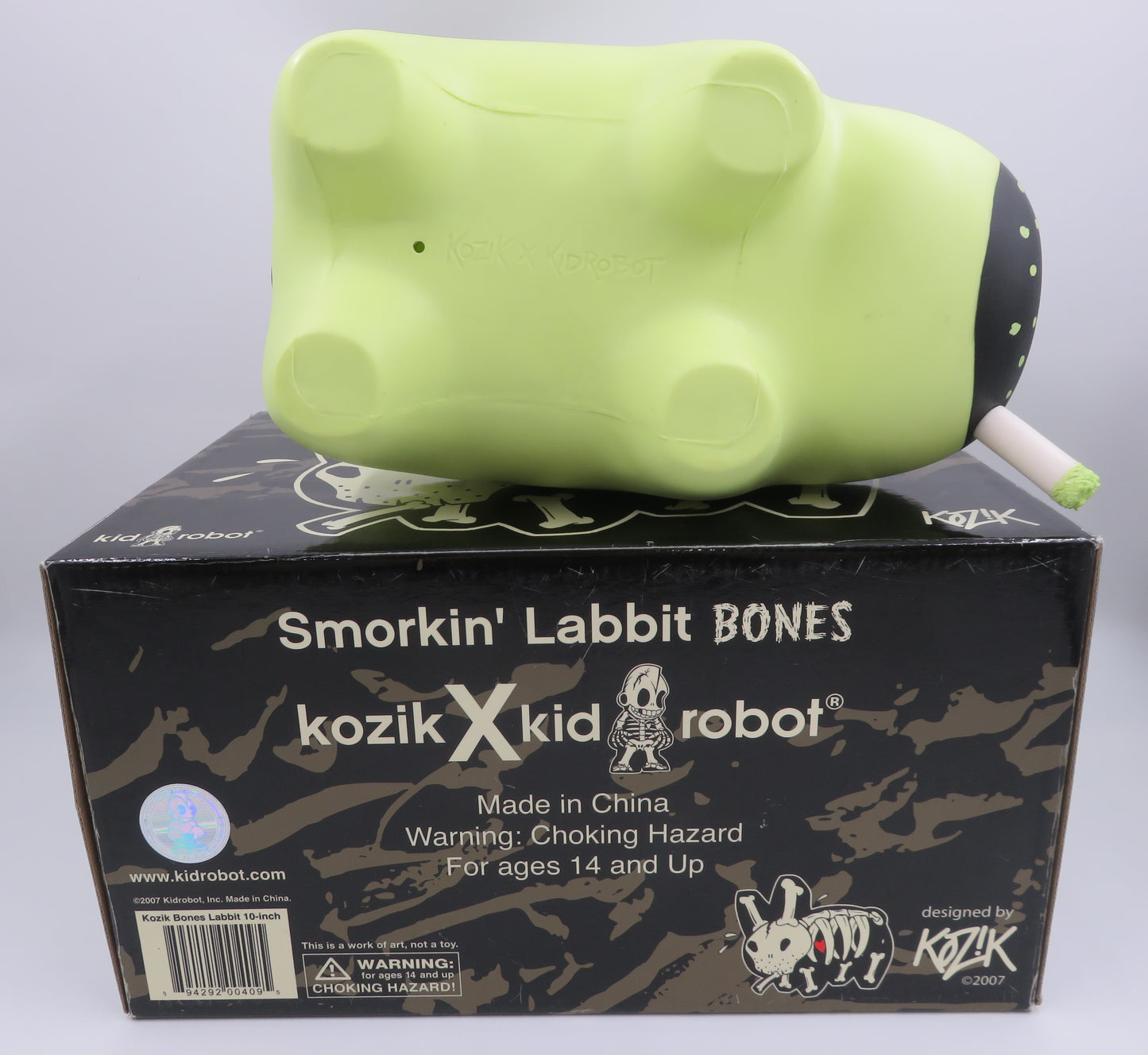 FRANK KOZIK Smorkin' Labbit Bones 10" GID Vinyl Figure - Kidrobot (2007) Designer Art Toy