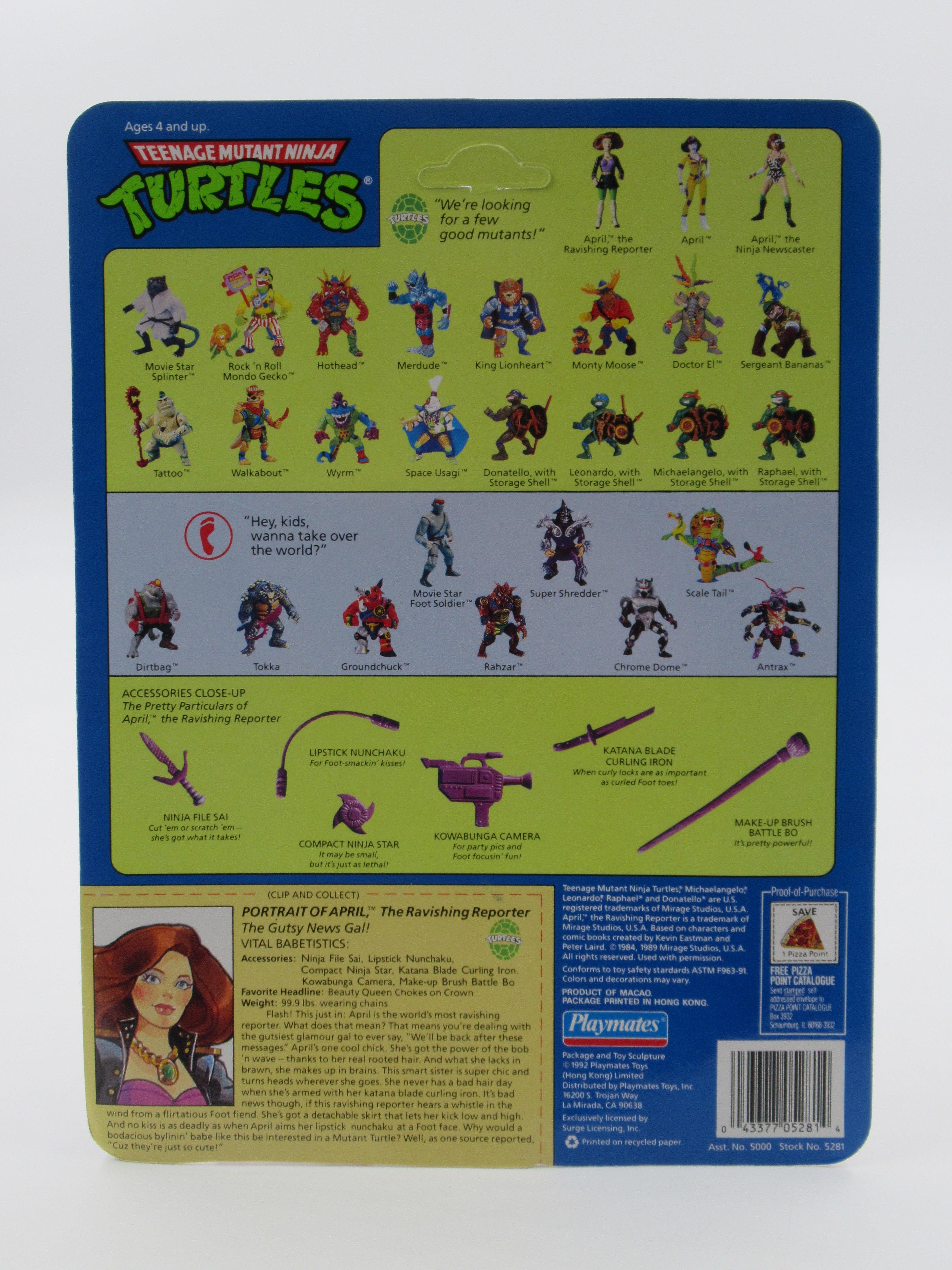 Teenage Mutant Ninja Turtles April O'Neil 5th Anniversary Set of 3 Figures TMNTs - Playmates (1992)