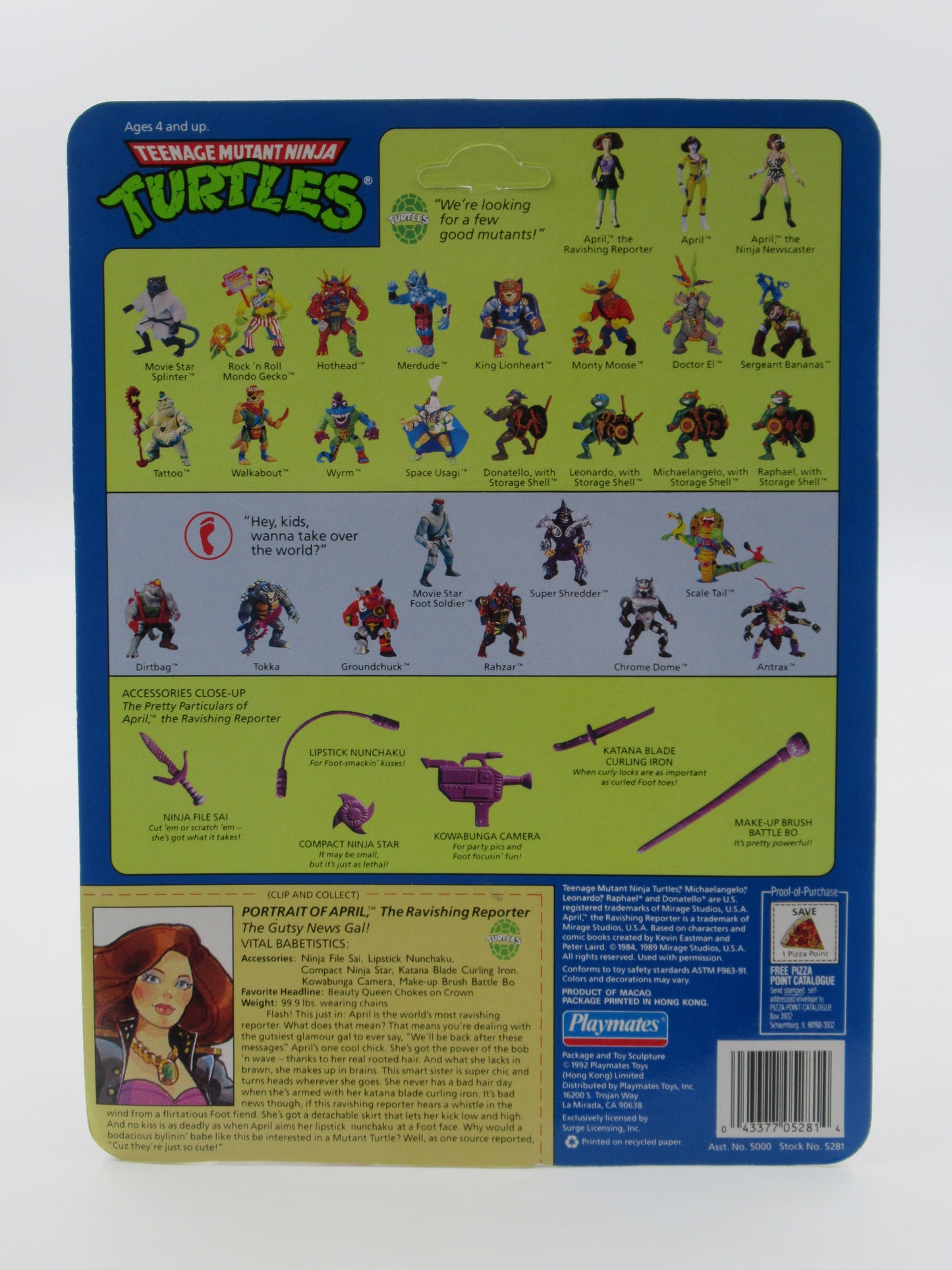 TMNT April O'Neil 5th Anniversary Set of 3 Figures Teenage Mutant Ninja Turtles - Playmates (1992)