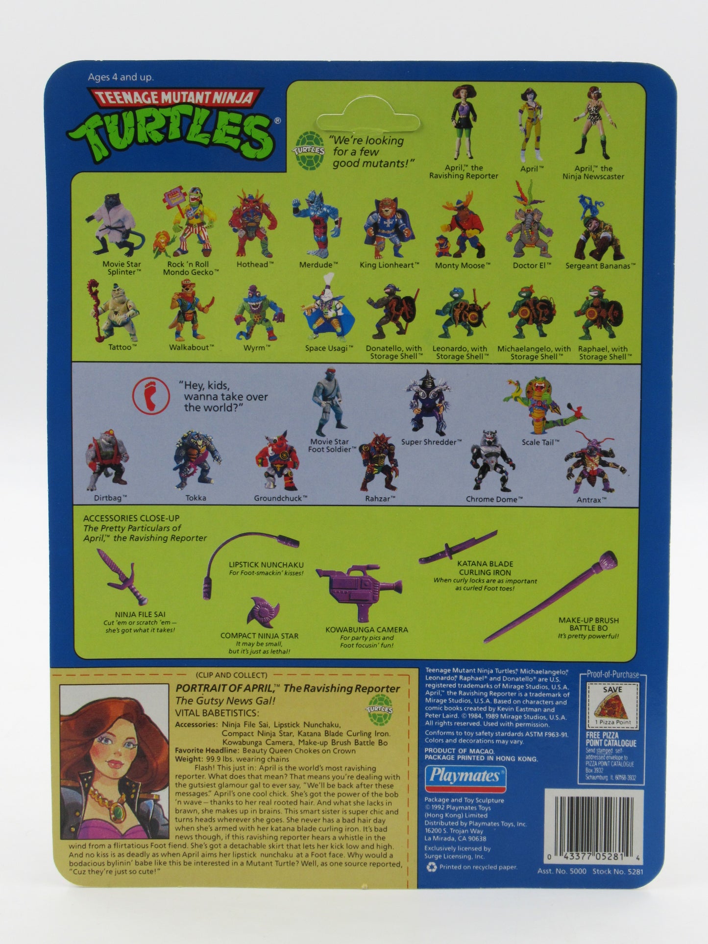 TMNT April the Ravishing Reporter Lot of 3 Figures Teenage Mutant Ninja Turtles - Playmates (1992)