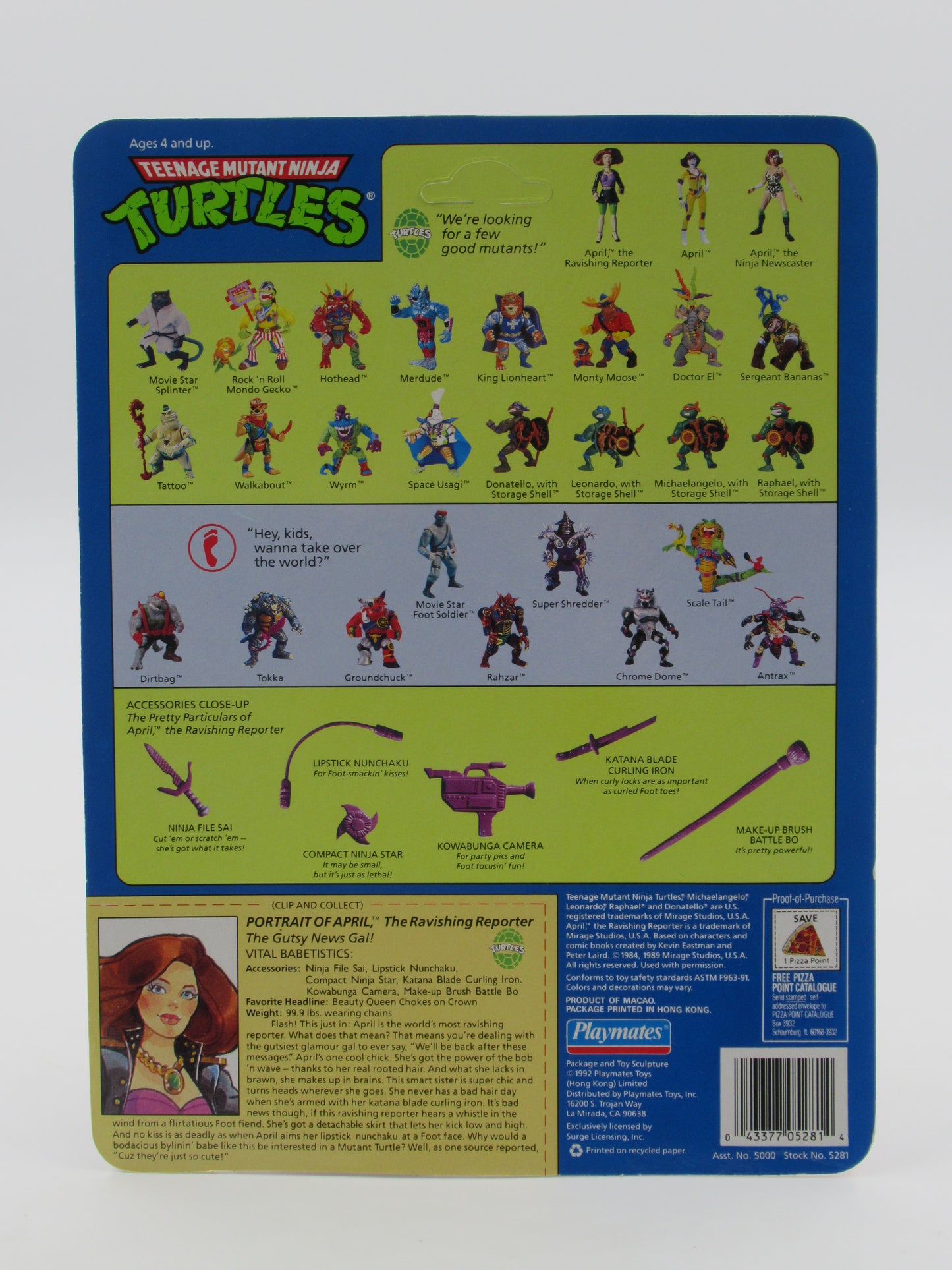 TMNT April the Ravishing Reporter Lot of 3 Figures Teenage Mutant Ninja Turtles - Playmates (1992)