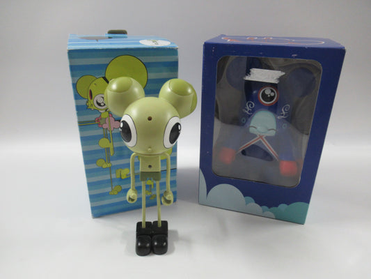 DALEK Qee Collection: Blue Currency Bear & Green Space Monkey Figures - Dalek & Toy2R (2000s) Designer Art Toys