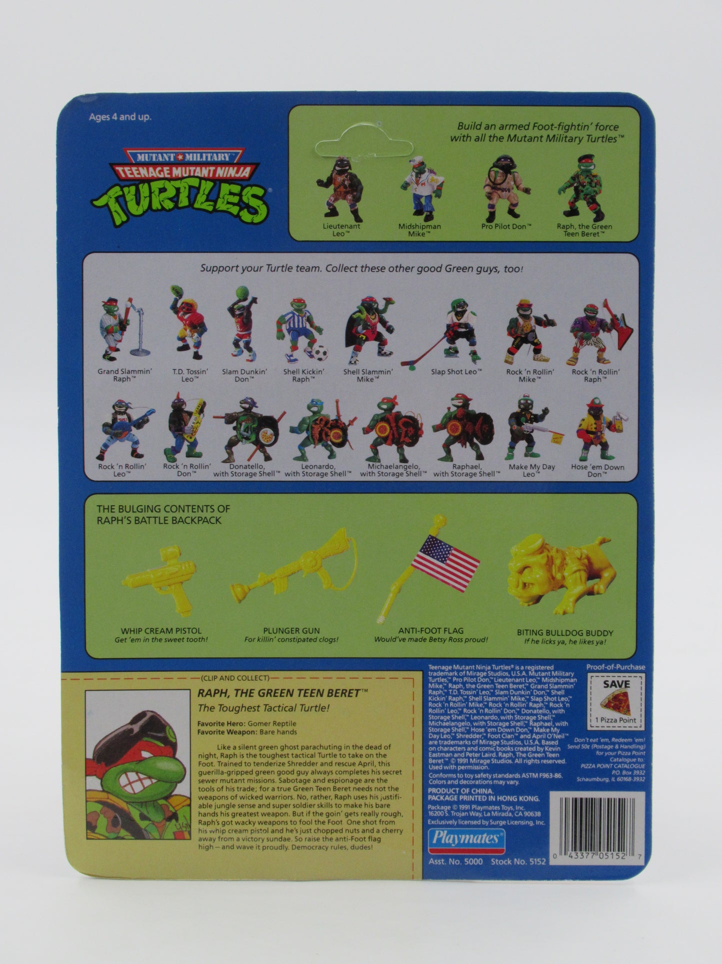 TMNT Raph, the Green Teen Beret Mutant Military Figure Teenage Mutant Ninja Turtles - Playmates (1991)