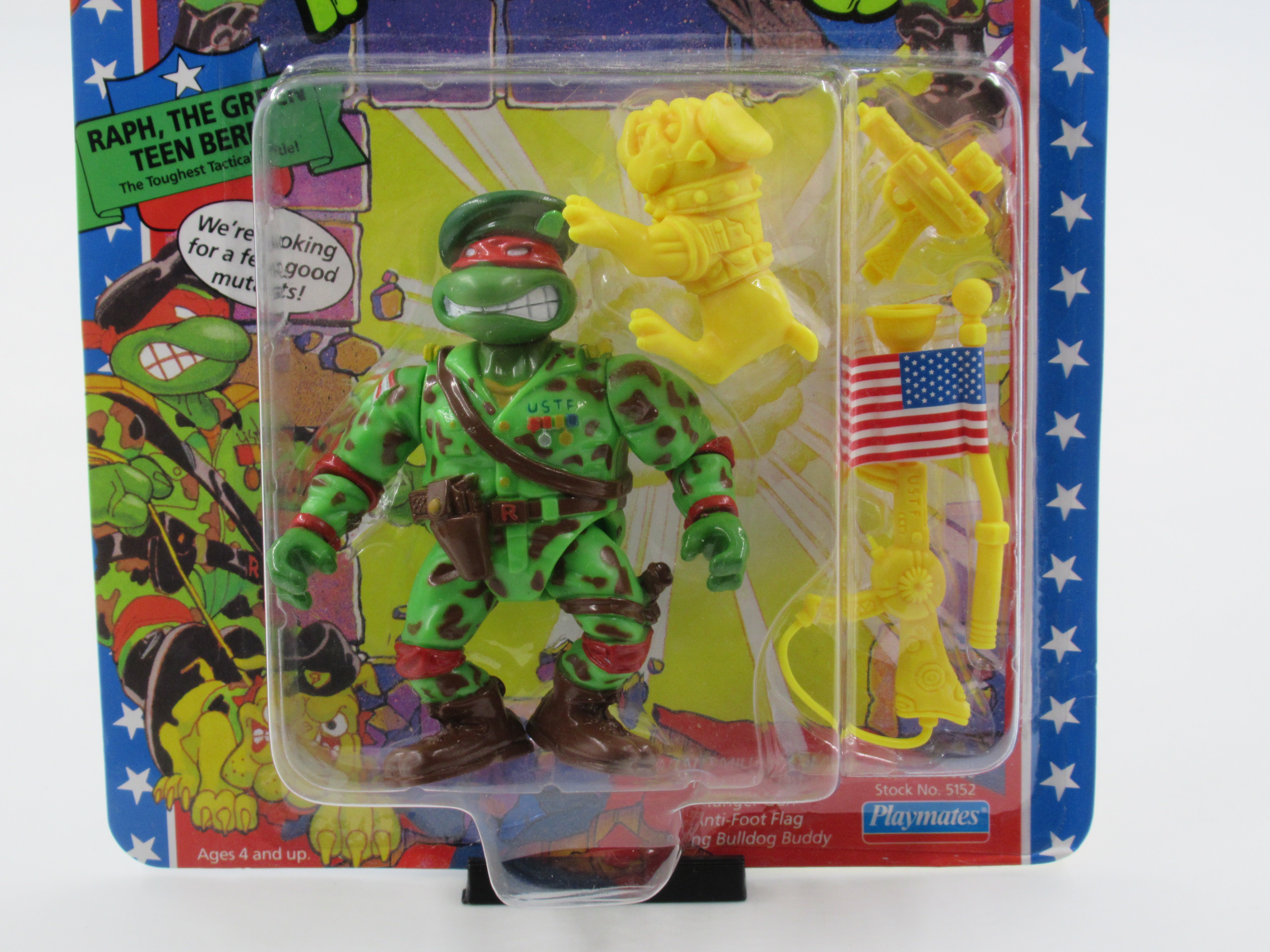 Teenage Mutant Ninja Turtles Raph, the Green Teen Beret Mutant Military Figure TMNTs - Playmates (1991)