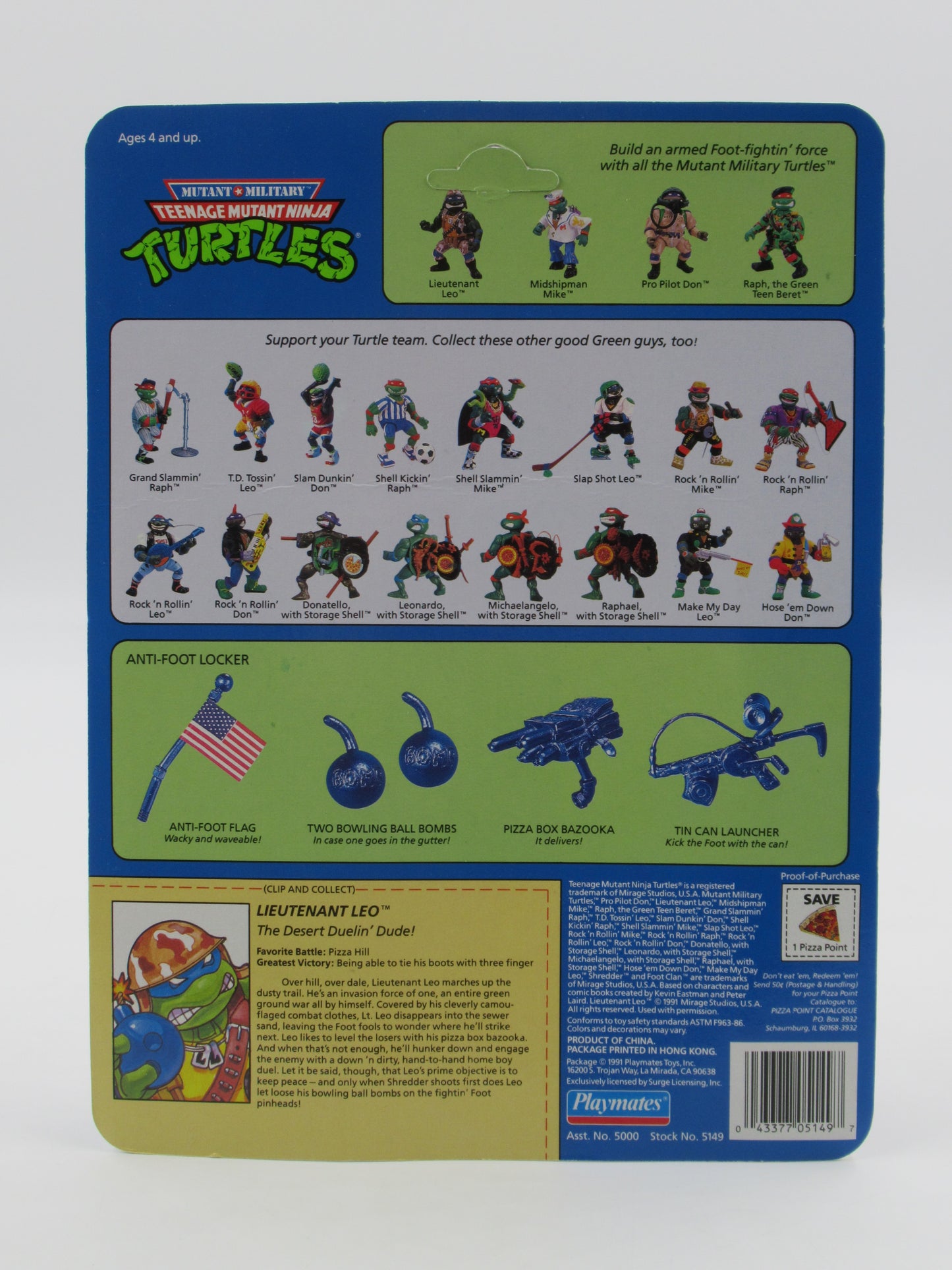 TMNT Lieutenant Leo Mutant Military 4.5" Figure Teenage Mutant Ninja Turtles - Playmates (1991)