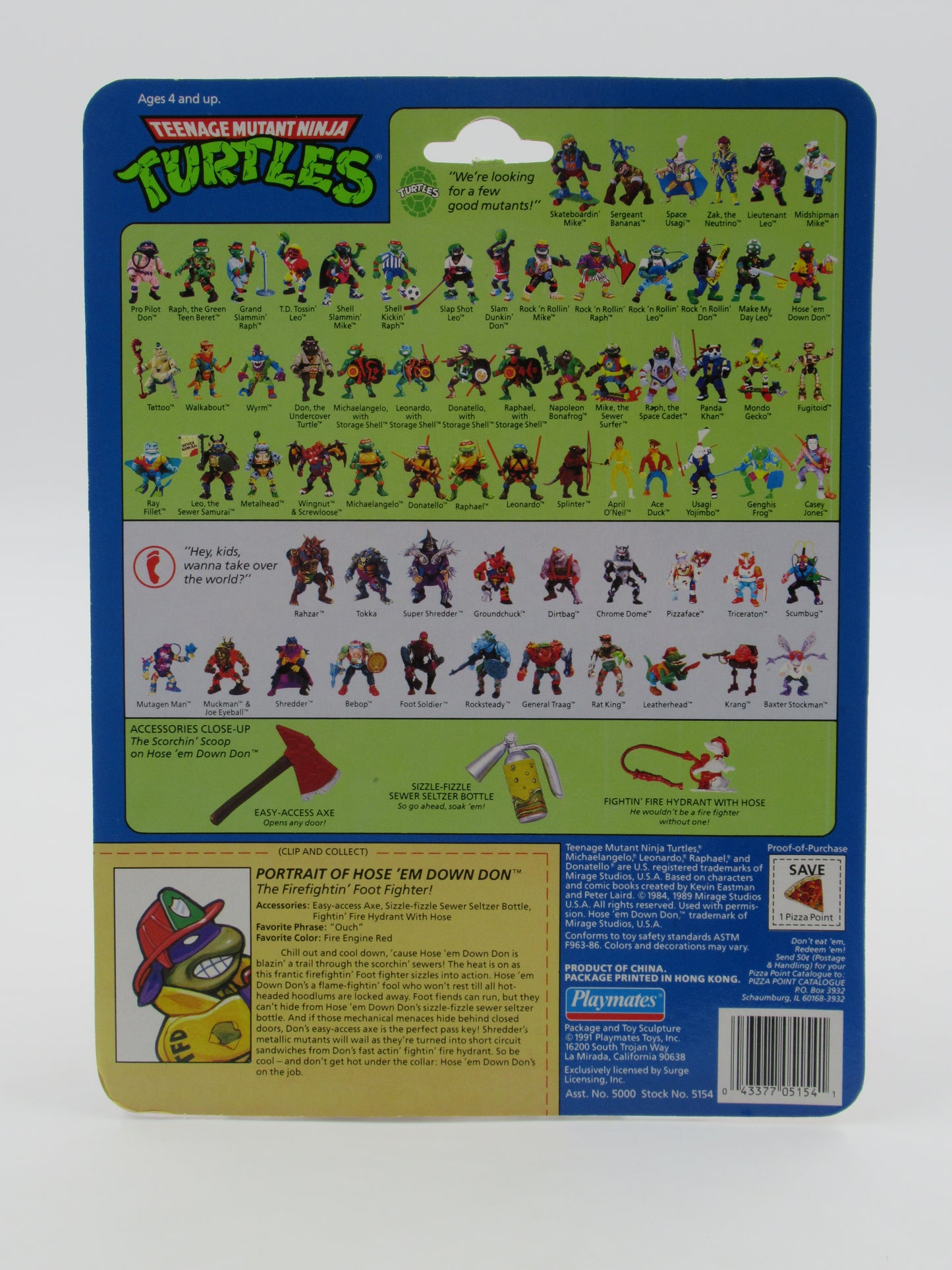 TMNT Hose 'Em Down Don 4.5" Figure Teenage Mutant Ninja Turtles - Playmates (1991)