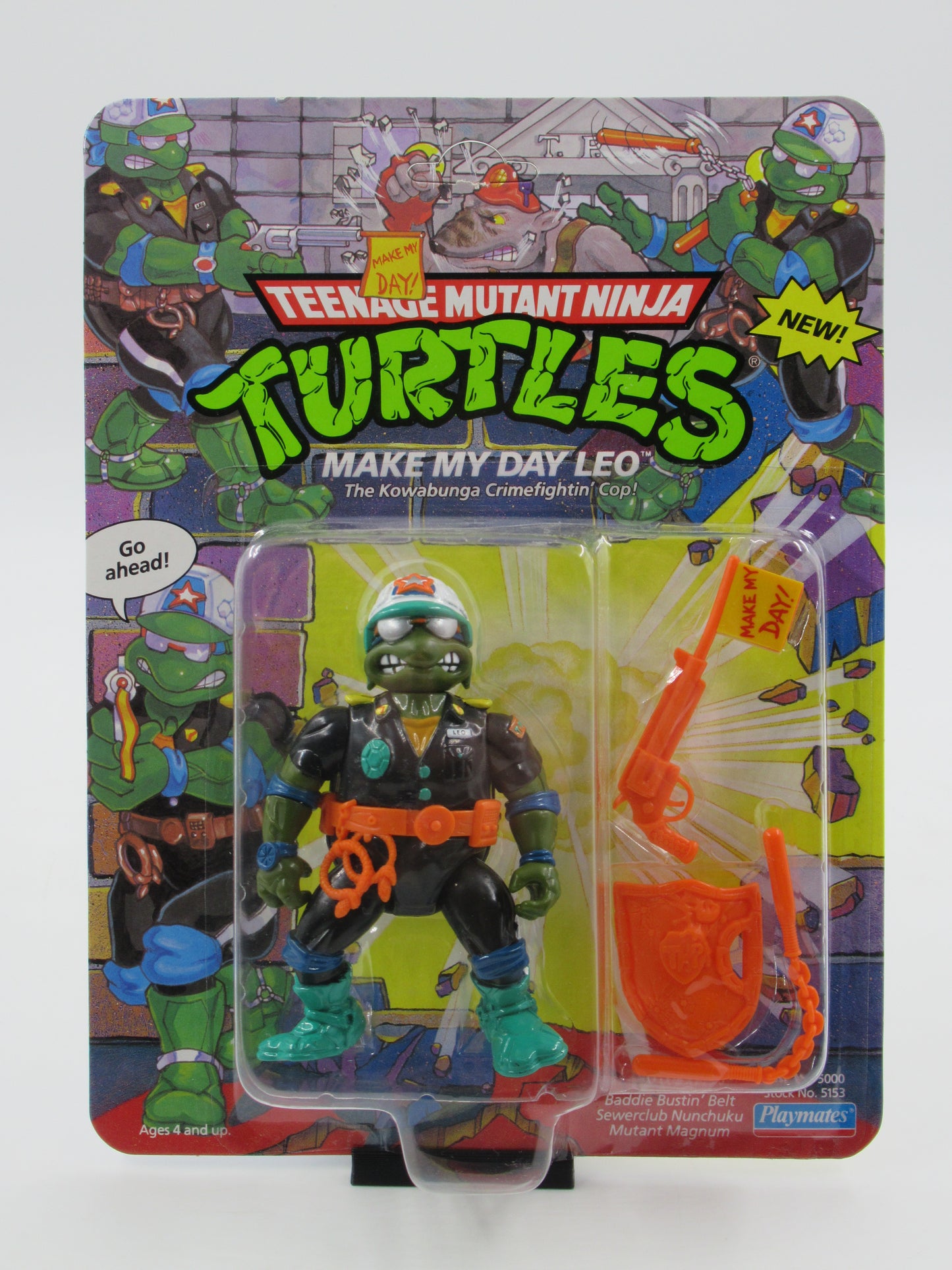 TMNT Make My Day Leo 4.5" Figure Teenage Mutant Ninja Turtles - Playmates (1991)