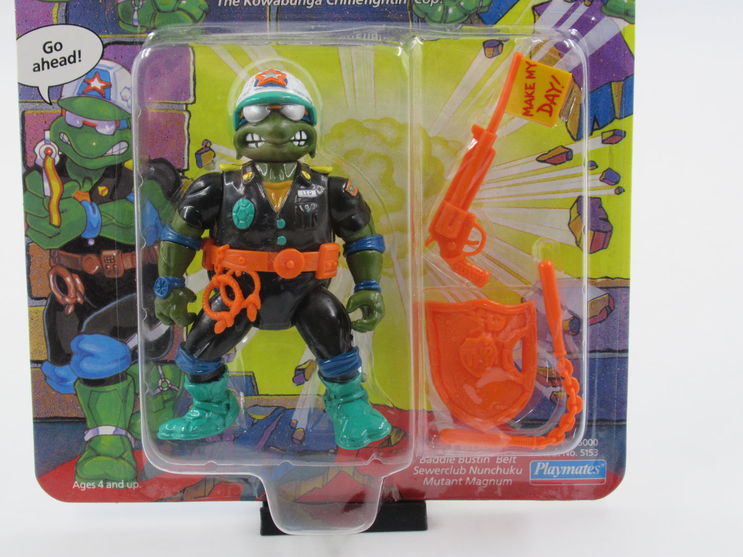 TMNT Make My Day Leo 4.5" Figure Teenage Mutant Ninja Turtles - Playmates (1991)