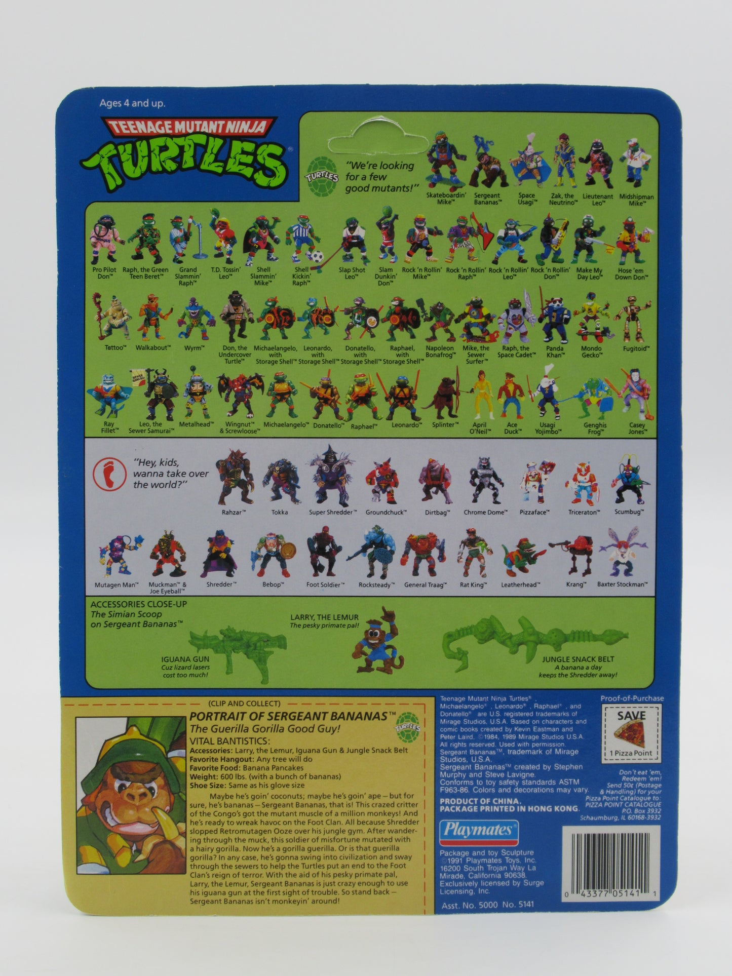 TMNT Sergeant Bananas 4.5" Figure Teenage Mutant Ninja Turtles - Playmates (1991)