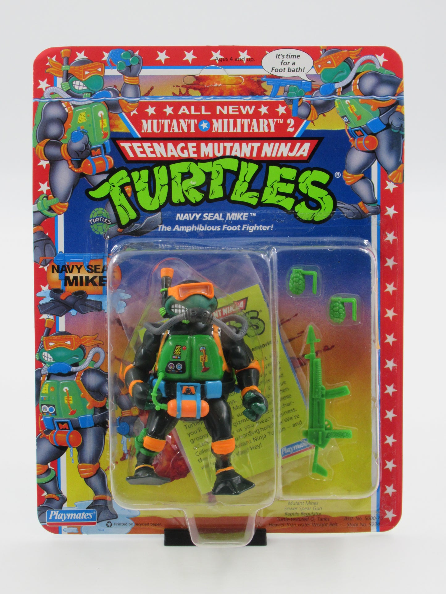 TMNT Navy Seal Mike Mutant Military II 4.5" Figure Teenage Mutant Ninja Turtles - Playmates (1992)