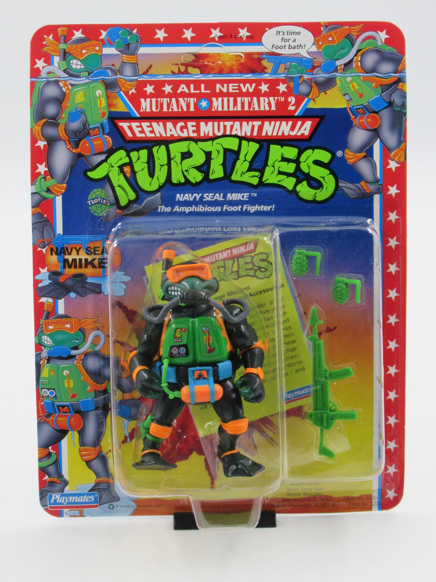 TMNT Navy Seal Mike Mutant Military II 4.5" Figure Teenage Mutant Ninja Turtles - Playmates (1992)