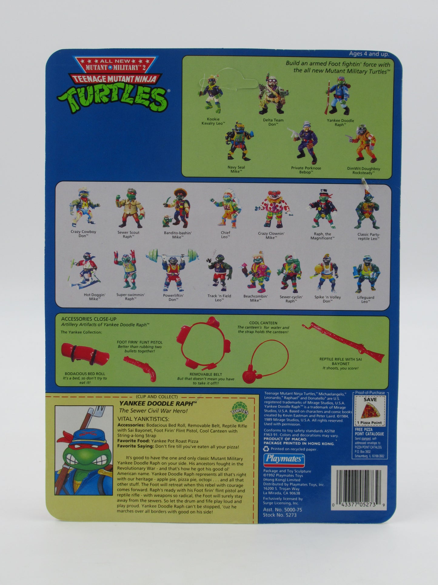 TMNT Yankee Doodle Raph Mutant Military II 4.5" Figure Teenage Mutant Ninja Turtles - Playmates (1992)