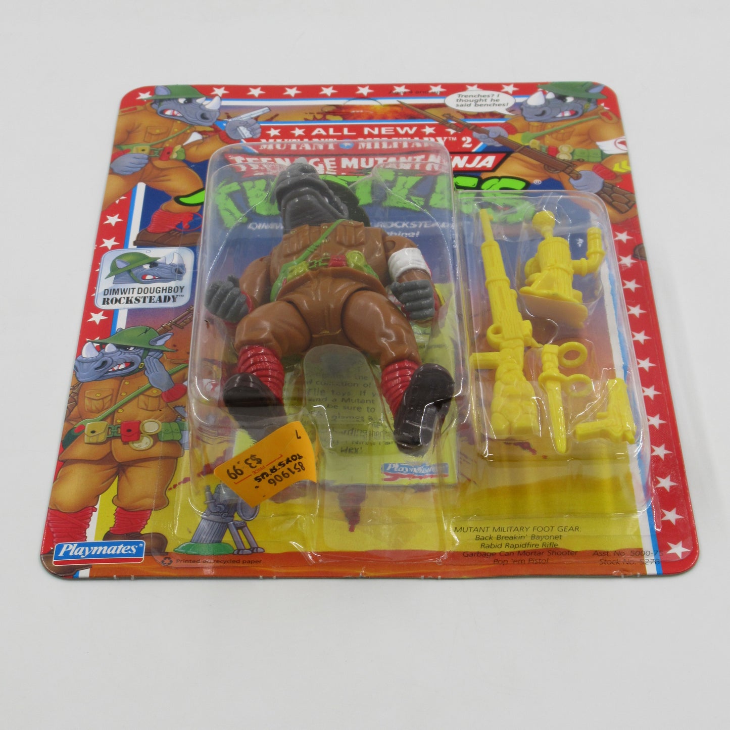 TMNT Dimwit Doughboy Rocksteady Mutant Military II 4.5" Figure Teenage Mutant Ninja Turtles - Playmates (1992)