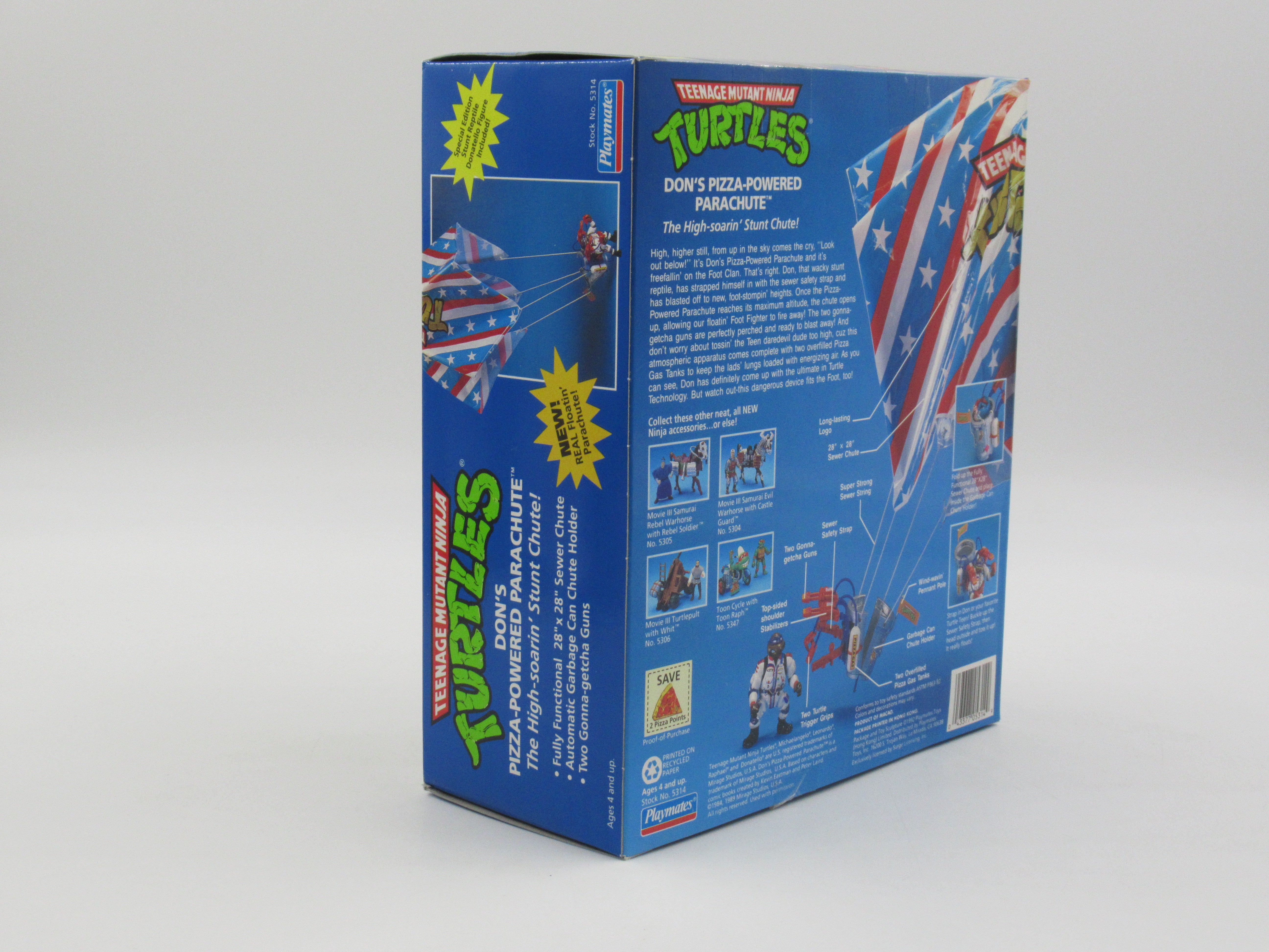 Teenage Mutant Ninja Turtles Don's Pizza-Powered Parachute 4.5" Figure Set TMNTs - Playmates (1992)